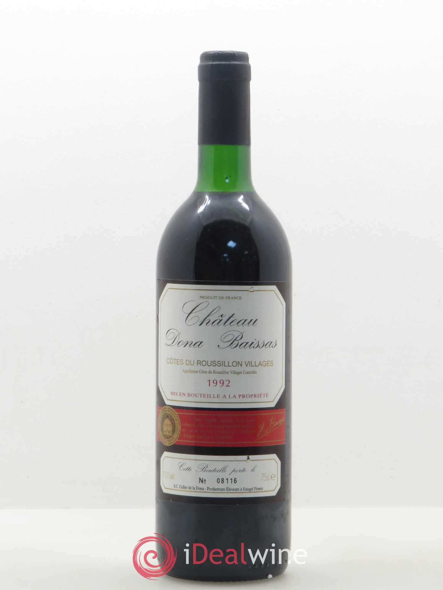 Côtes du Roussillon Château Dona Baissas 1992 - Lot de 1 bouteille - 0