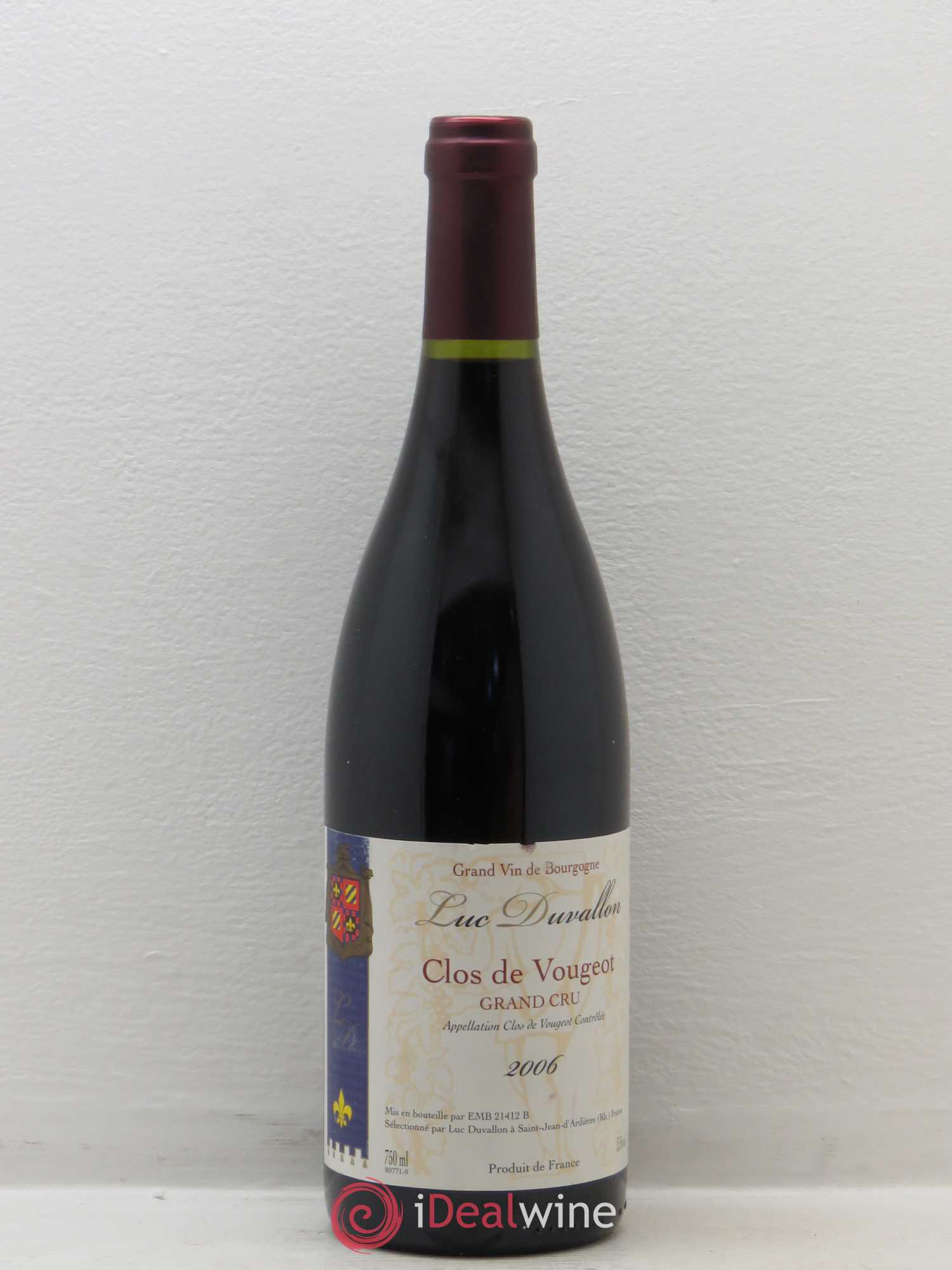 Clos de Vougeot Grand Cru Luc Duvallon (sans prix de réserve) 2006 - Posten von 1 Flasche - 0
