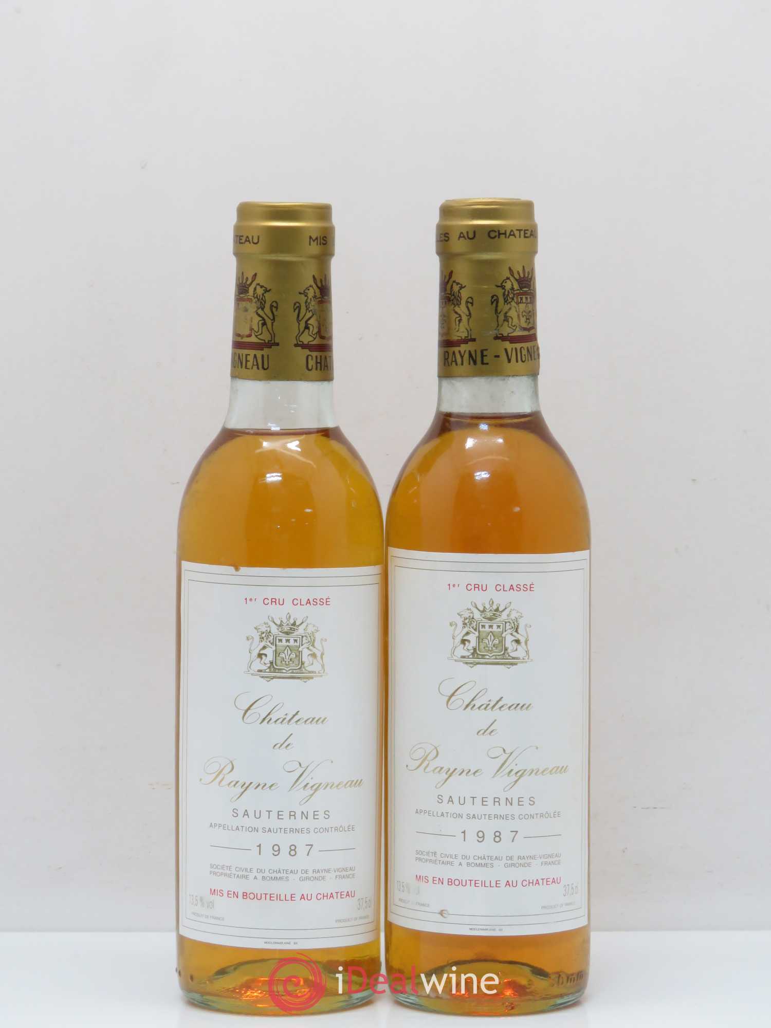 Château de Rayne Vigneau 1er Grand Cru Classé 1987 - Posten von 2 Demi-Flaschen - 0