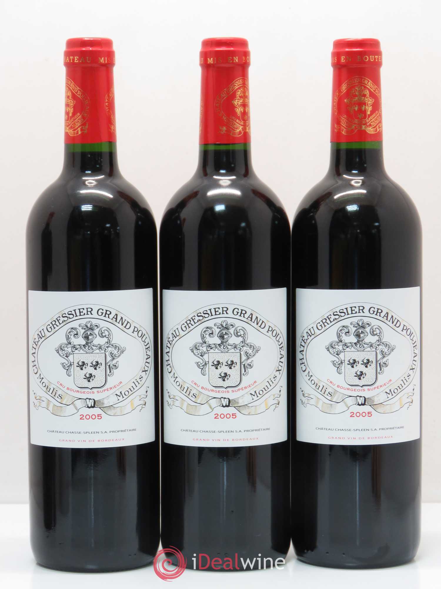 Château Gressier Grand Poujeaux Cru Bourgeois 2005 - Lot de 12 bouteilles - 1