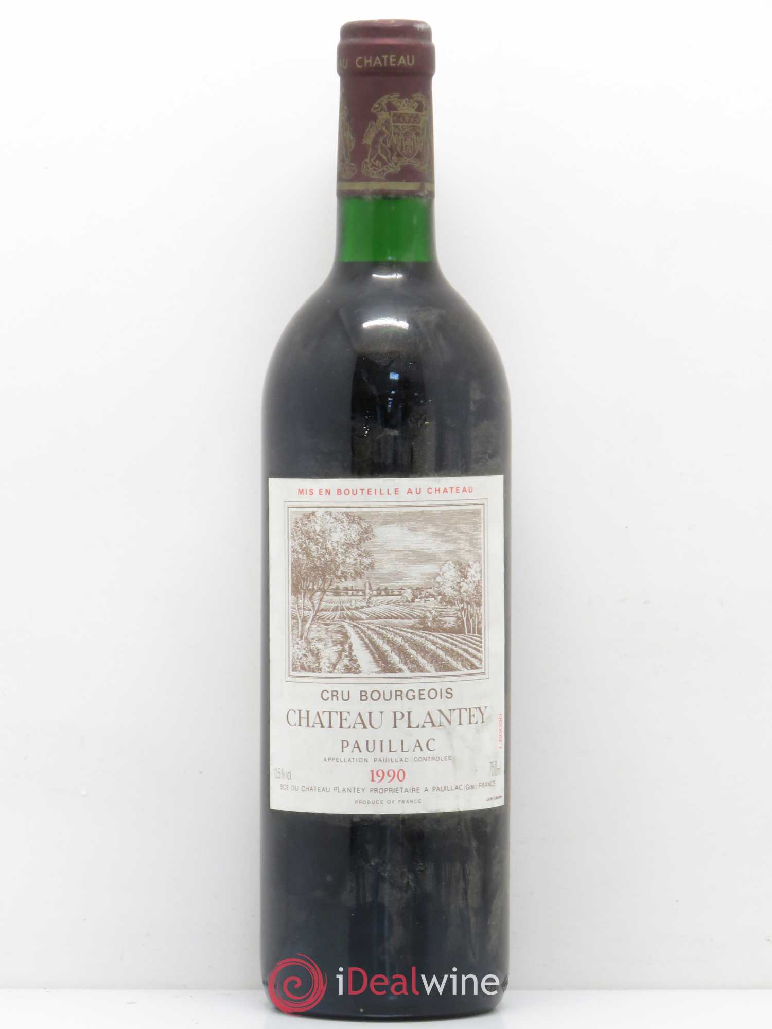 Château Plantey Cru Bourgeois 1990 - Lot de 1 bouteille - 0
