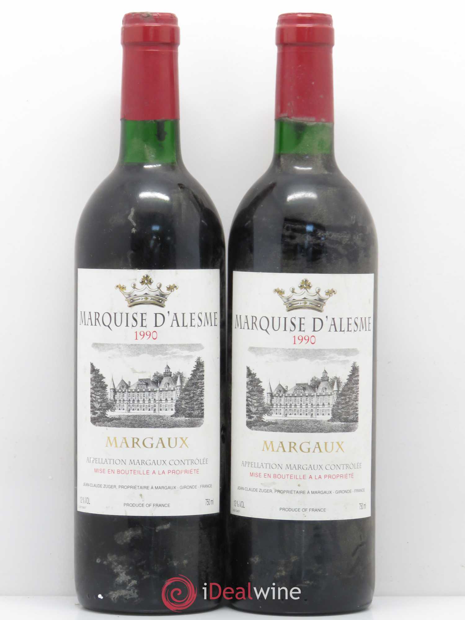 Château Marquis d'Alesme 1990 - Lot de 2 bouteilles - 0