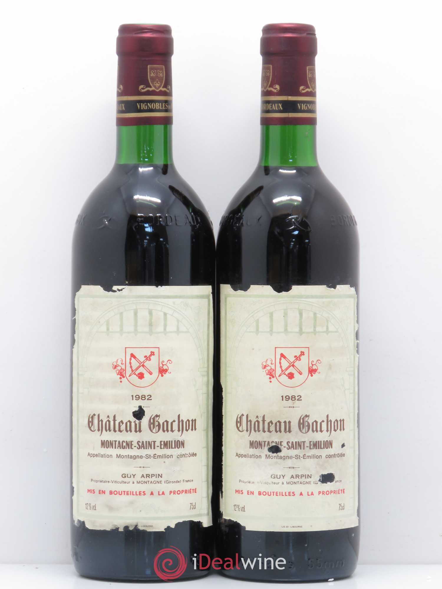 Bordeaux Montagne-Saint-Emilion Château Gachon 1982 - Posten von 2 Flaschen - 0