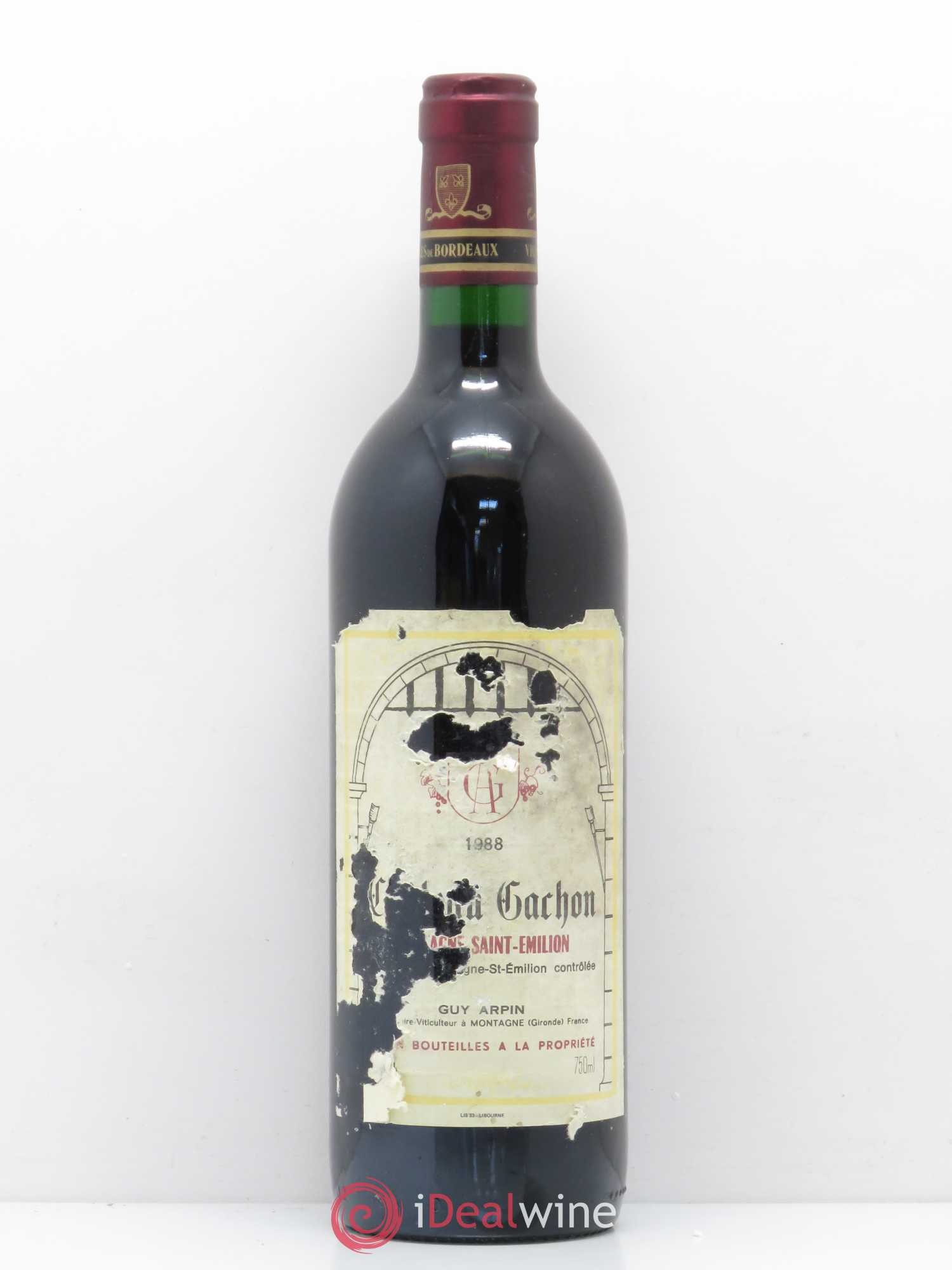 Bordeaux Montagne-Saint-Emilion Château Gachon 1988 - Posten von 1 Flasche - 0