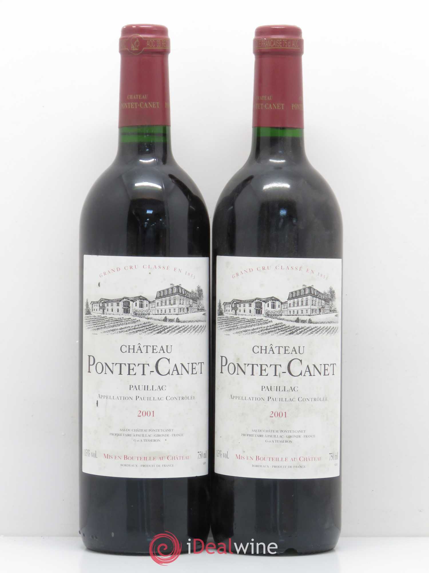 Château Pontet Canet 5ème Grand Cru Classé 2001 - Lot de 2 bouteilles - 0