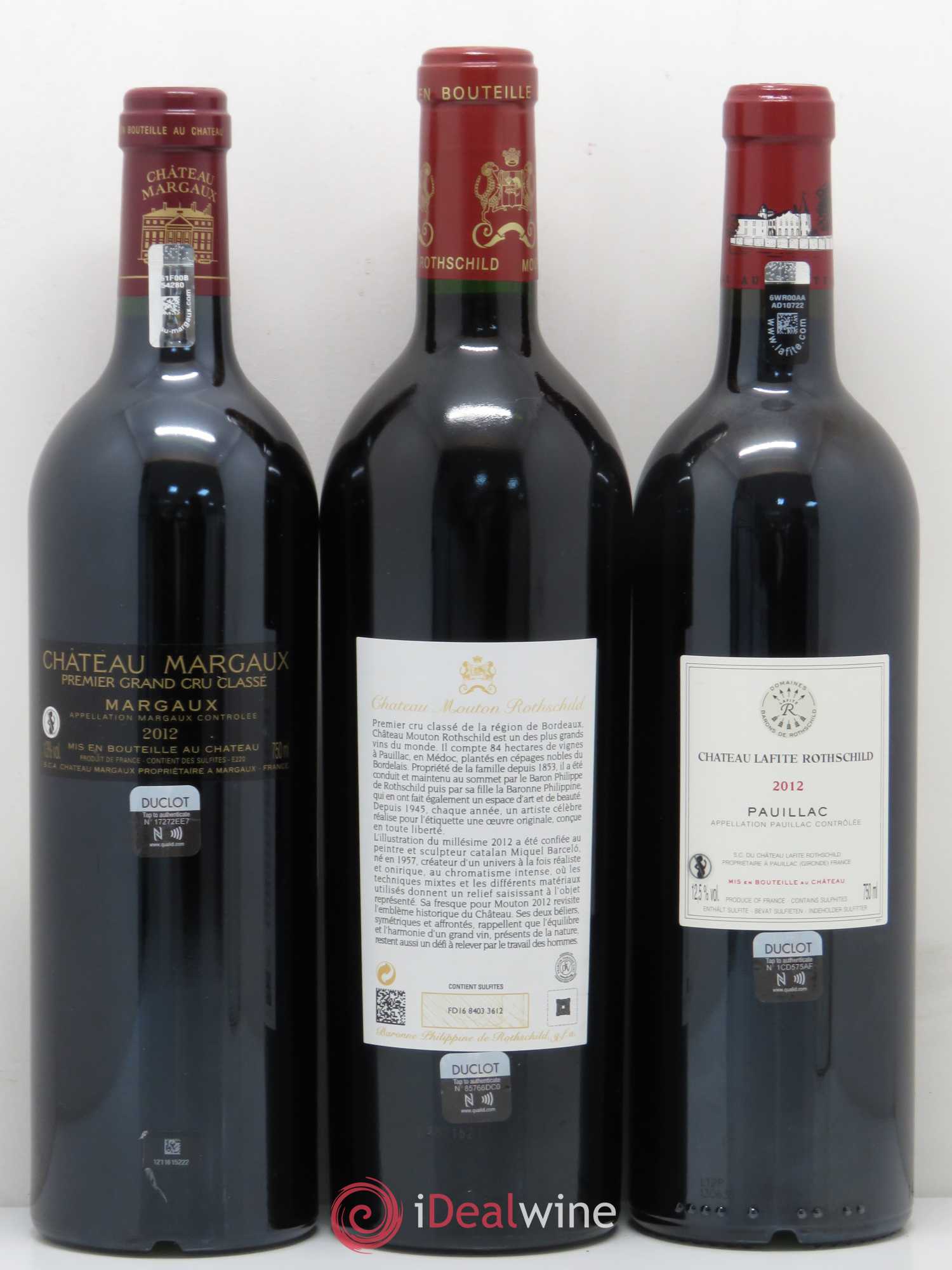 Caisse Duclot collection Mondrian (1 Petrus - 1 Mouton Rothschild - 1 Lafite Rothschild - 1 La Mission Haut Brion - 1 Haut Brion - 1 Margaux - 1 Cheval blanc) 2012 - Posten von 1 Flasche - 4