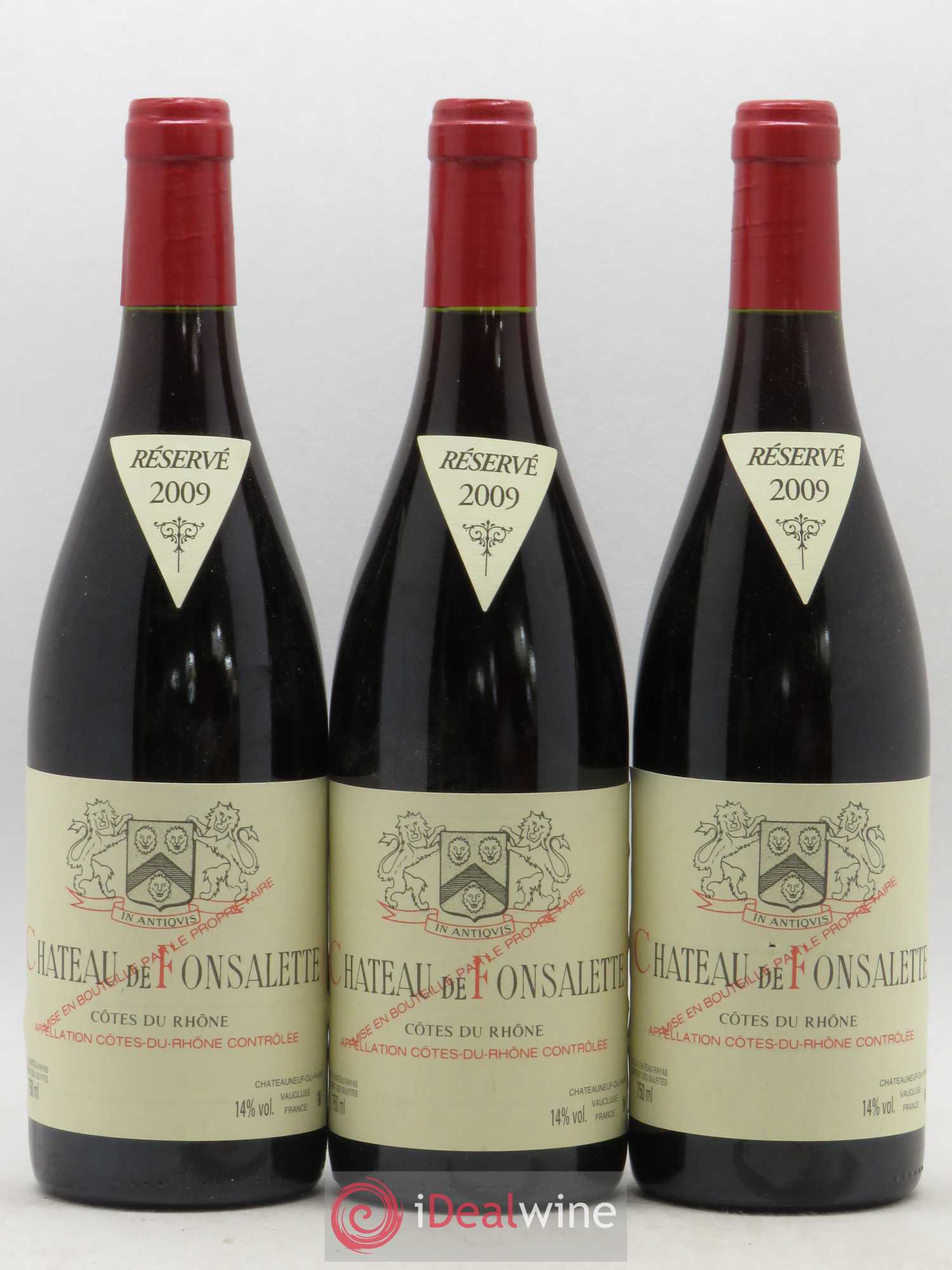 Côtes-du-Rhône Château de Fonsalette Emmanuel Reynaud 2009 - Lot de 3 bouteilles - 0