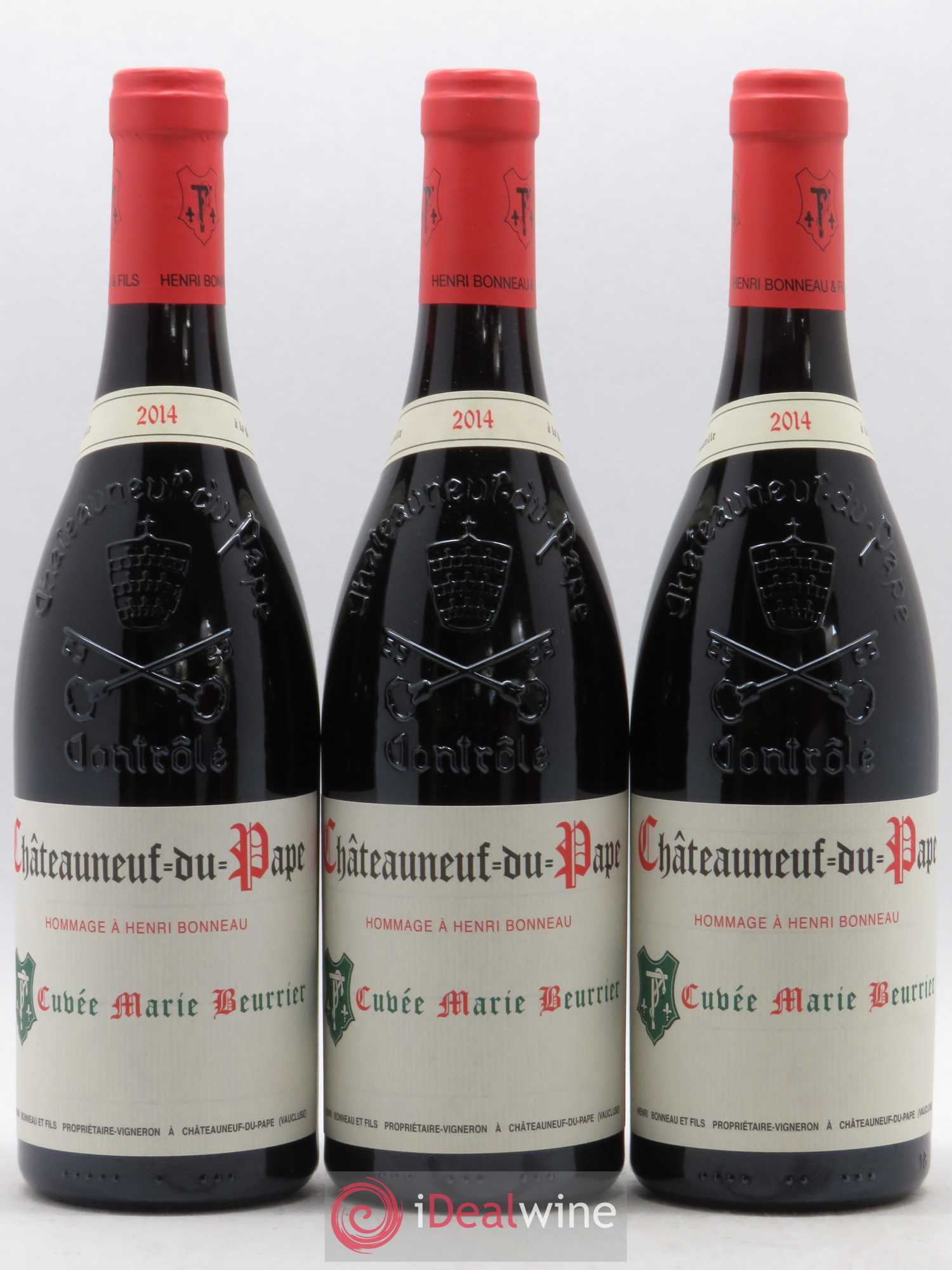 Châteauneuf-du-Pape Marie Beurrier Henri Bonneau & Fils Hommage à Henri Bonneau 2014 - Lot de 3 bouteilles - 0