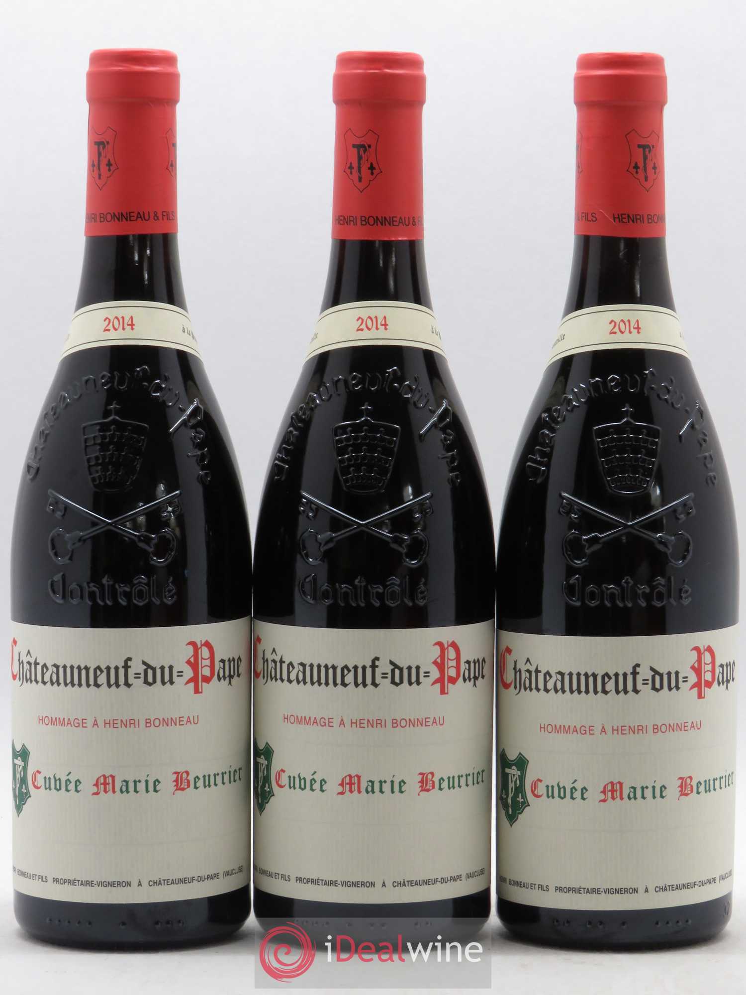 Châteauneuf-du-Pape Marie Beurrier Henri Bonneau & Fils Hommage à Henri Bonneau 2014 - Lot de 3 bouteilles - 0