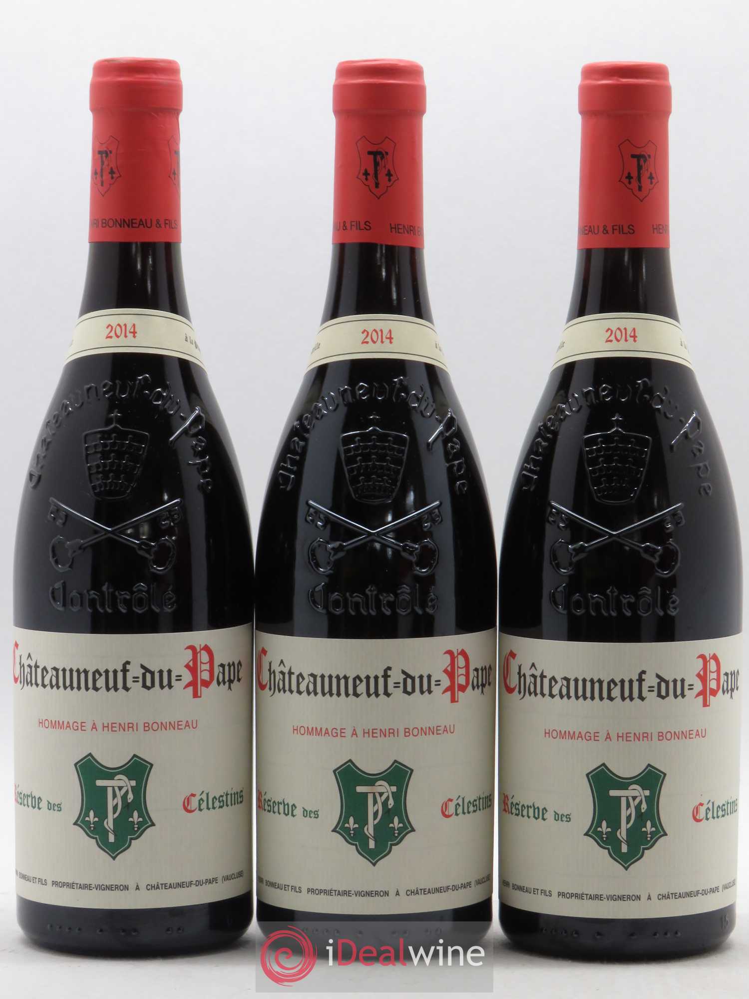 Châteauneuf-du-Pape Réserve des Célestins Henri Bonneau & Fils Hommage à Henri Bonneau 2014 - Lot de 3 bouteilles - 0