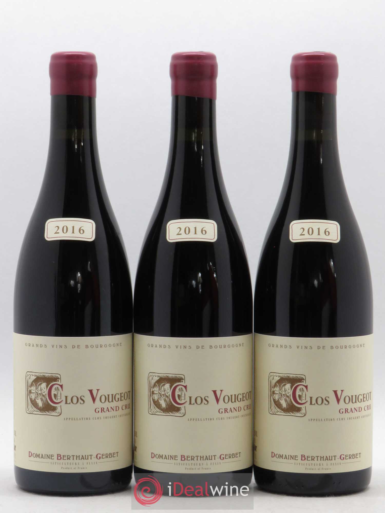Clos de Vougeot Berthaut Gerbet (Domaine) 2016 - Lot de 3 bouteilles - 0