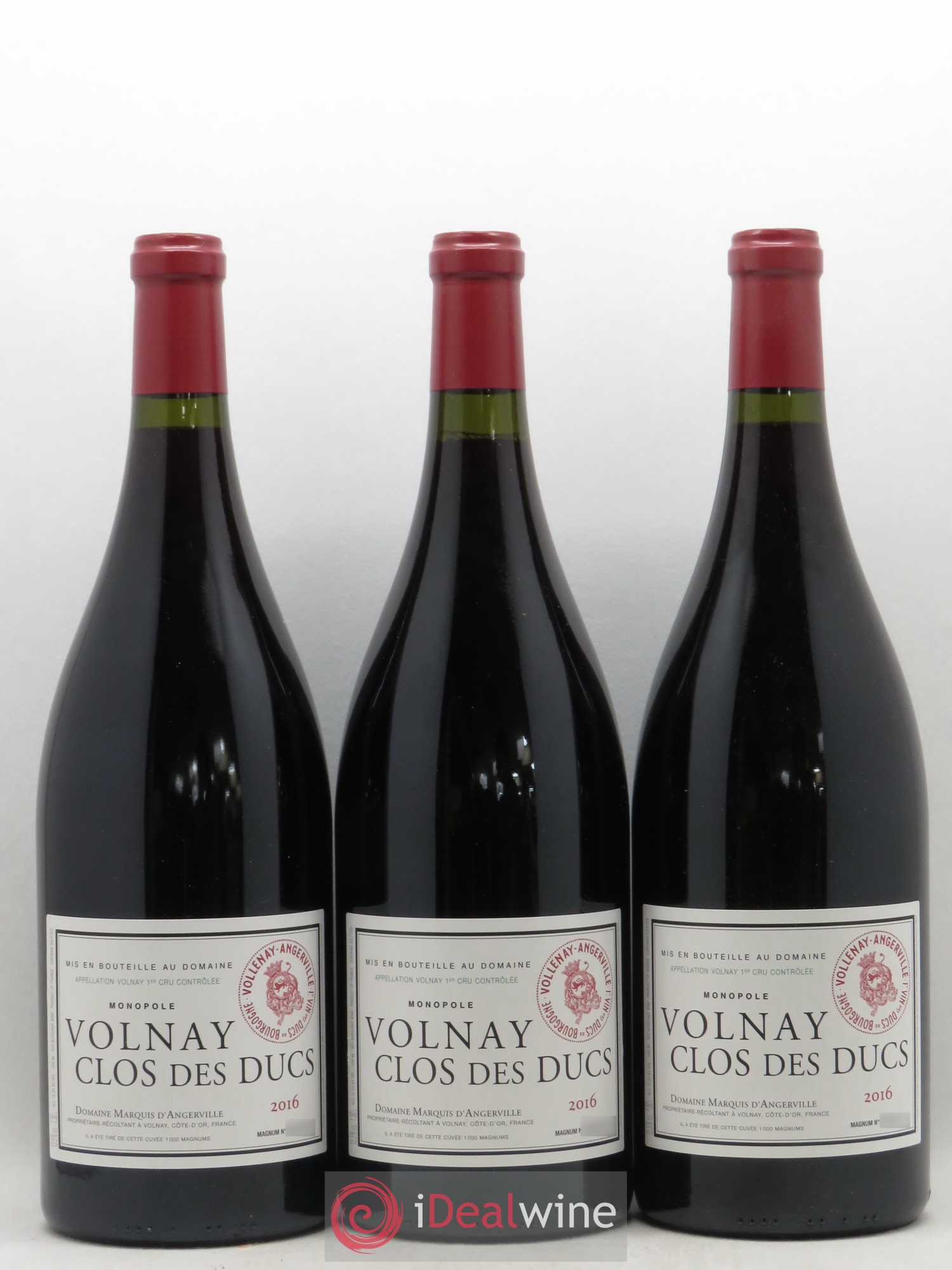 Volnay 1er Cru Clos des Ducs Marquis d'Angerville (Domaine) 2016 - Lot de 3 magnums - 0