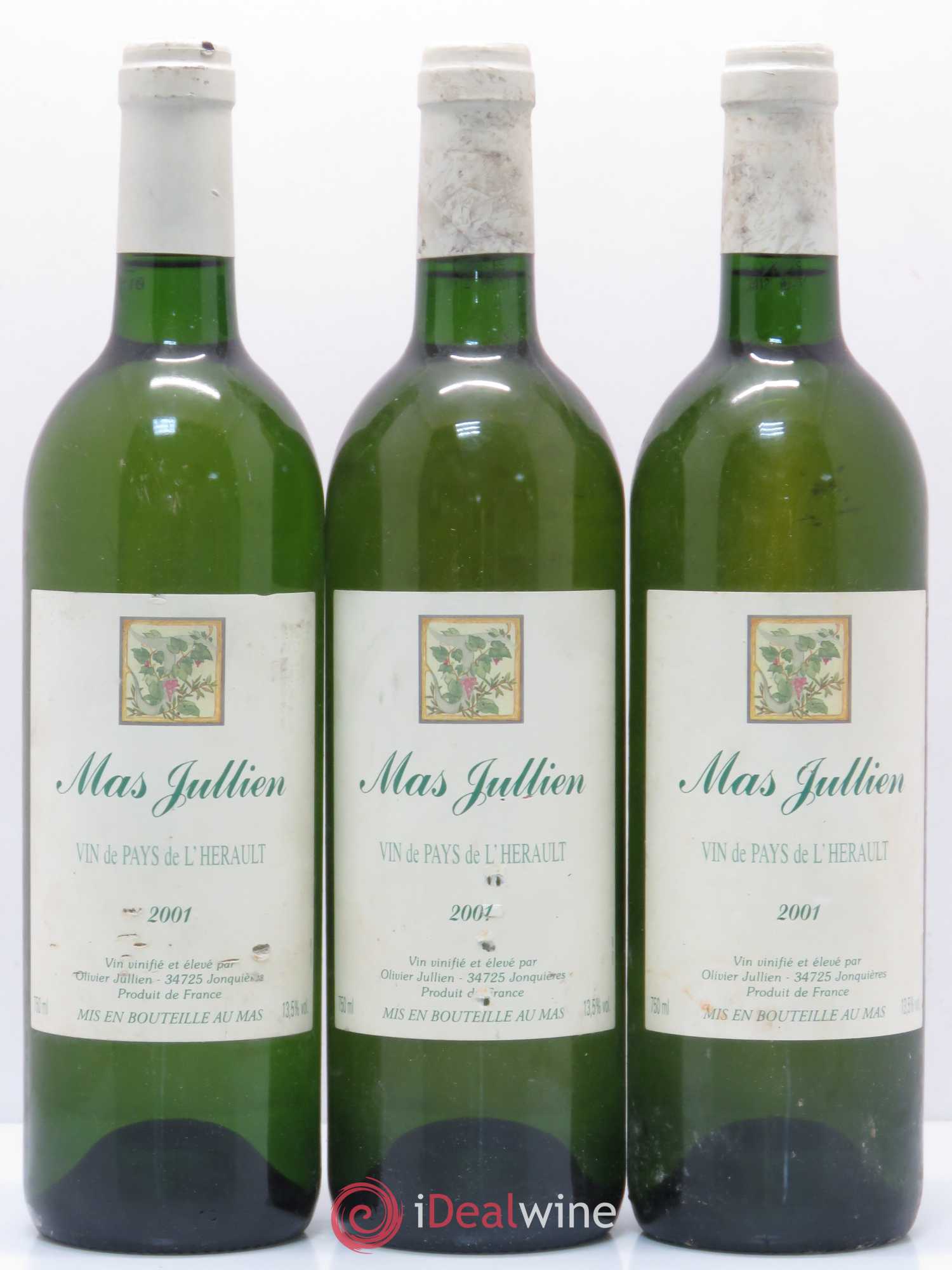 IGP Pays d'Hérault Mas Jullien Olivier Jullien 2001 - Lot de 3 bouteilles - 0