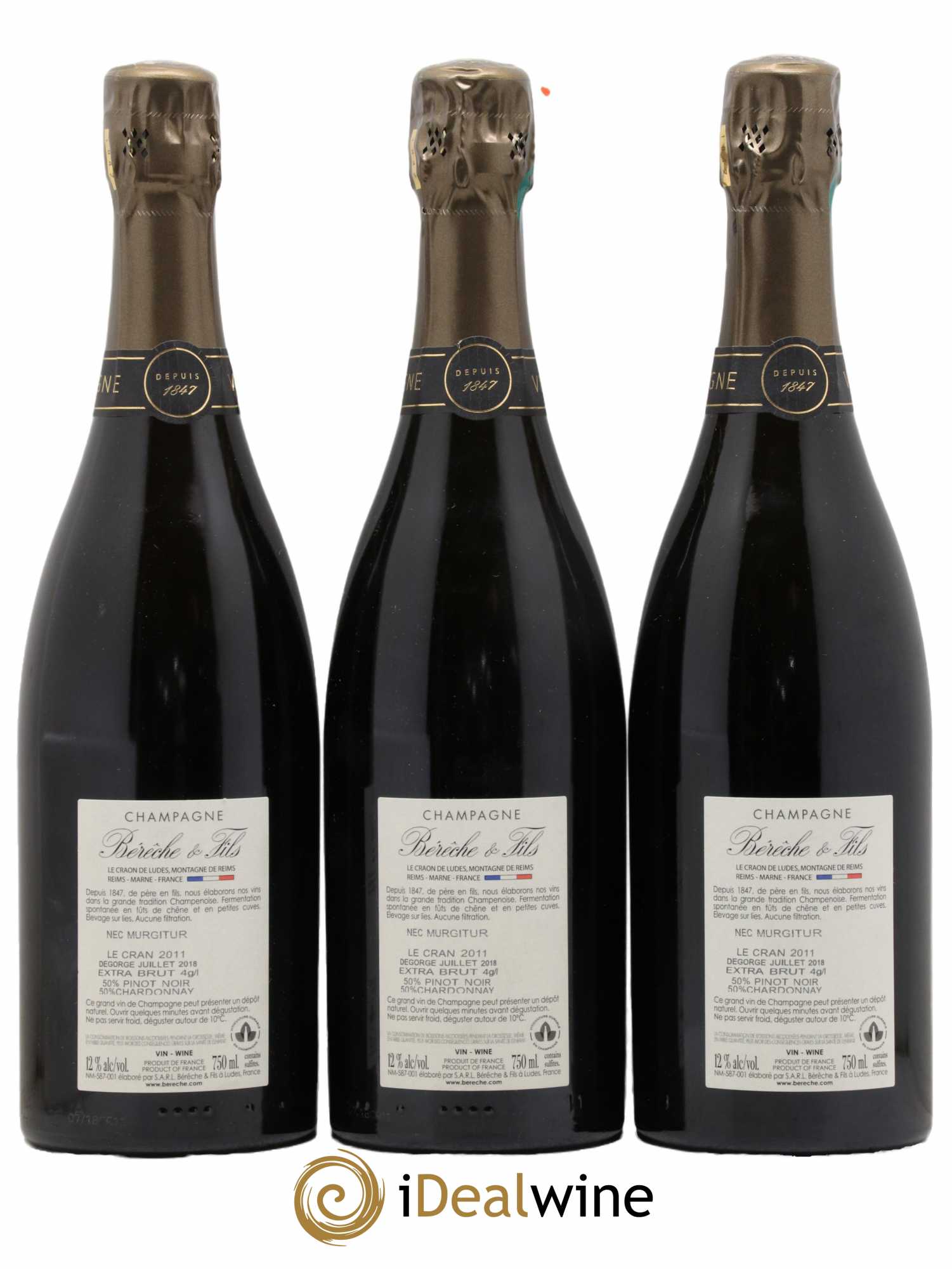 Ludes 1er Cru Le Cran Extra-Brut Bérêche et Fils 2011 - Lot de 3 bouteilles - 1