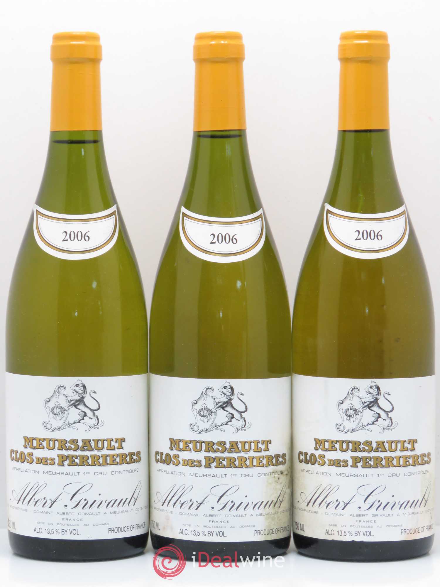 Meursault 1er Cru Clos des Perrières Monopole Albert Grivault 2006 - Lot de 3 bouteilles - 0
