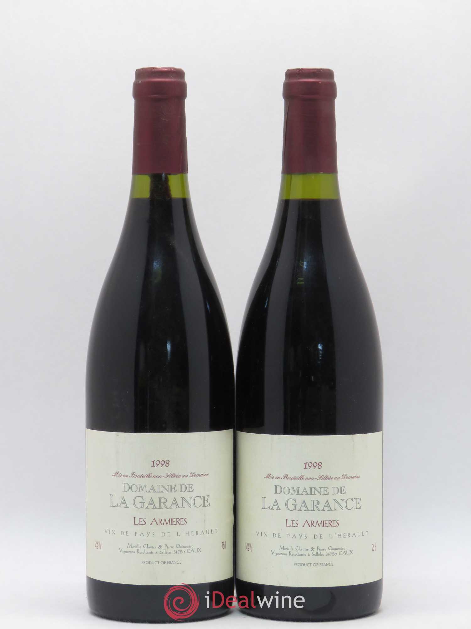 Pays d'Hérault Les Armieres Domaine de La Garance 1998 - Posten von 2 Flaschen - 0