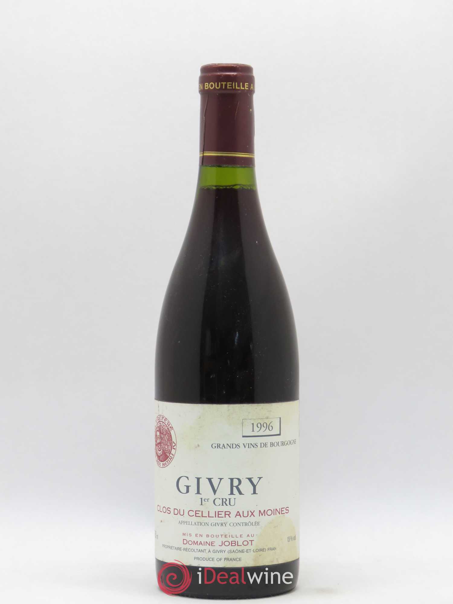 Givry 1er Cru Clos du Cellier aux Moines Joblot (Domaine) 1996 - Lot de 1 bouteille - 0