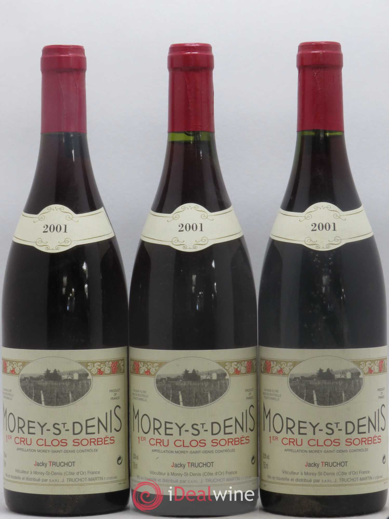 Morey-Saint-Denis 1er Cru Clos Sorbés Jacky Truchot 2001 - Lot de 3 bouteilles - 0