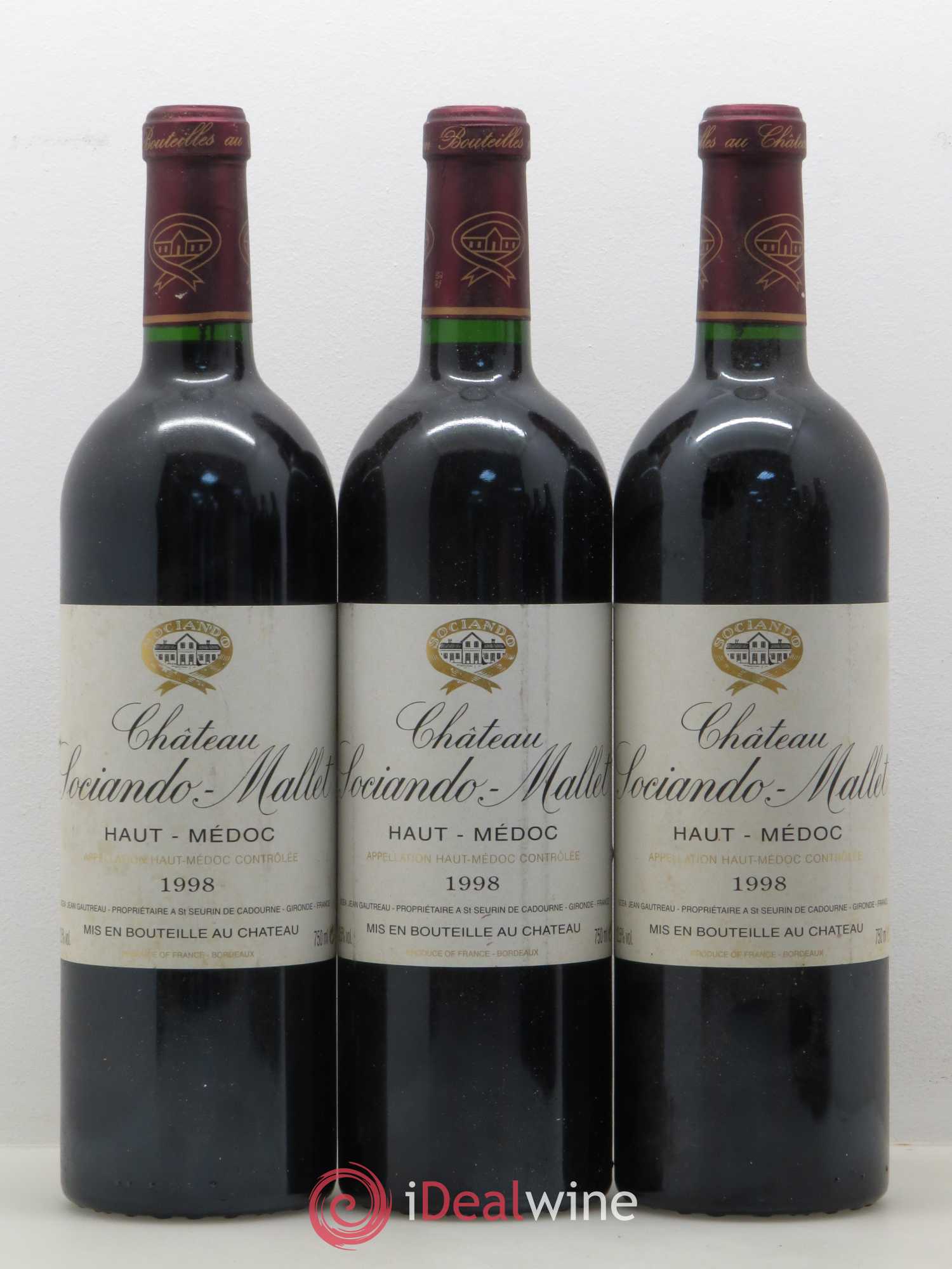 Château Sociando Mallet 1998 - Lot of 6 bottles - 1