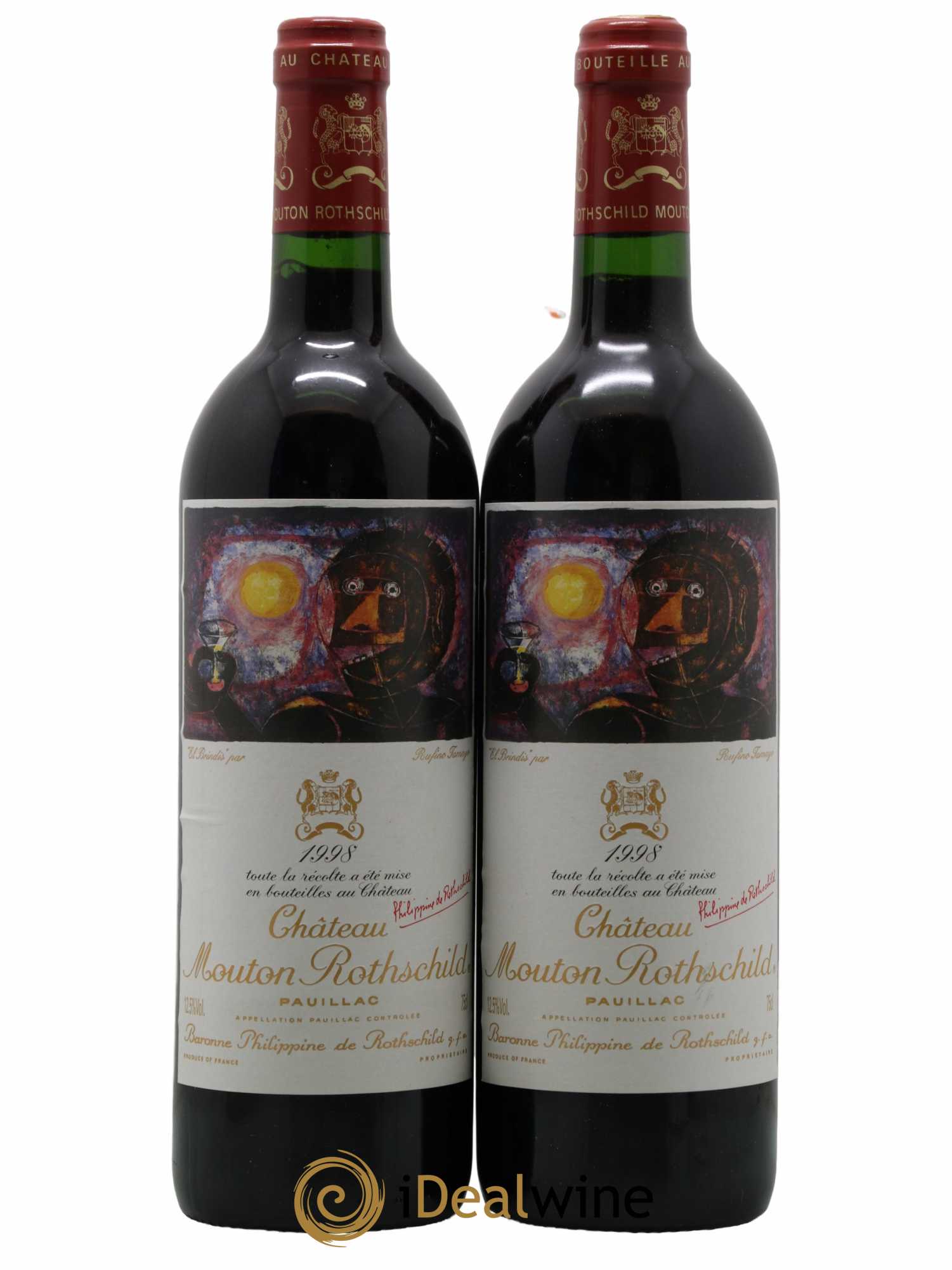 Château Mouton Rothschild 1er Grand Cru Classé 1998 - Lot de 2 bouteilles - 0