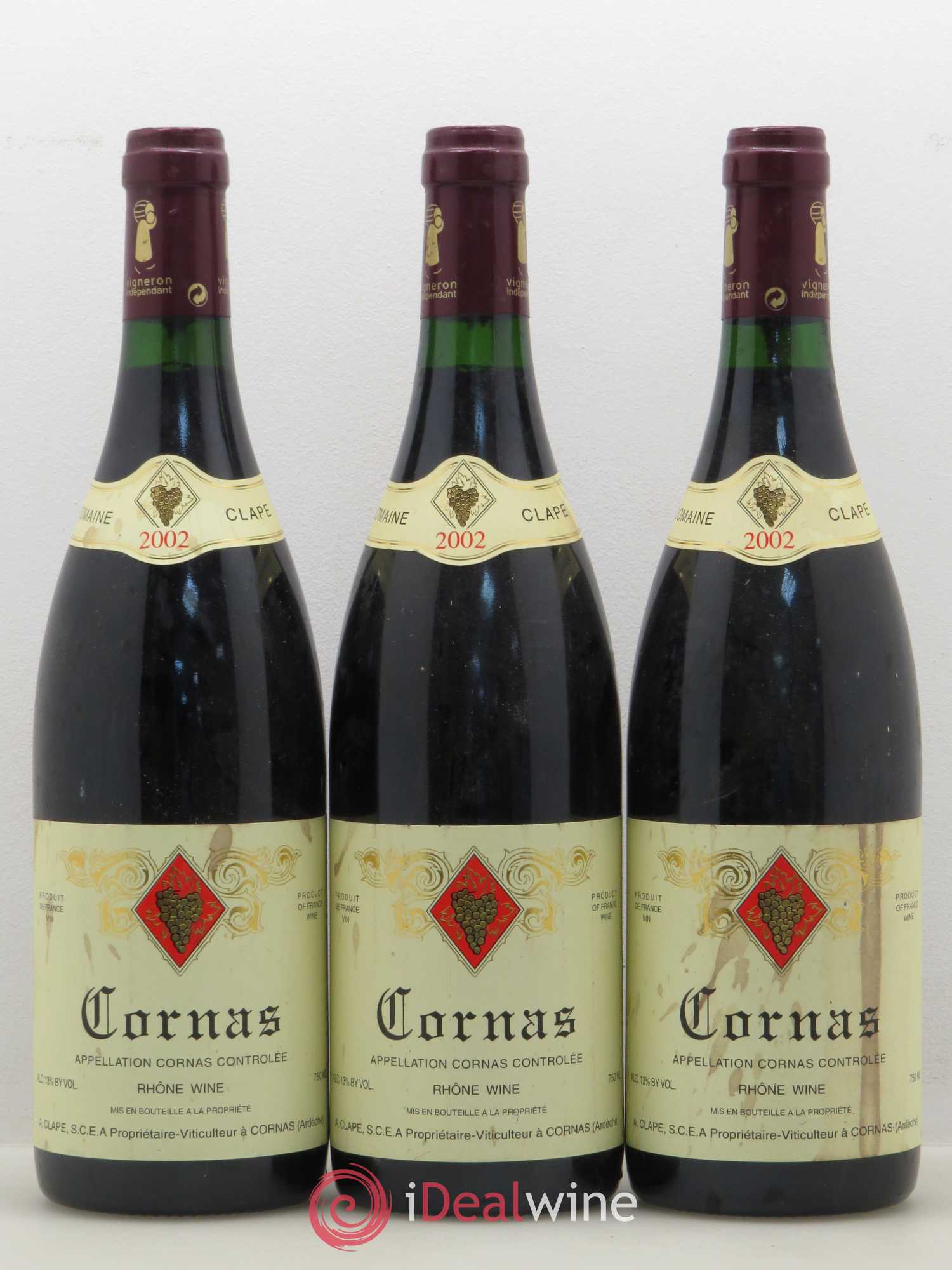 Cornas Auguste Clape 2002 - Lot de 3 bouteilles - 0