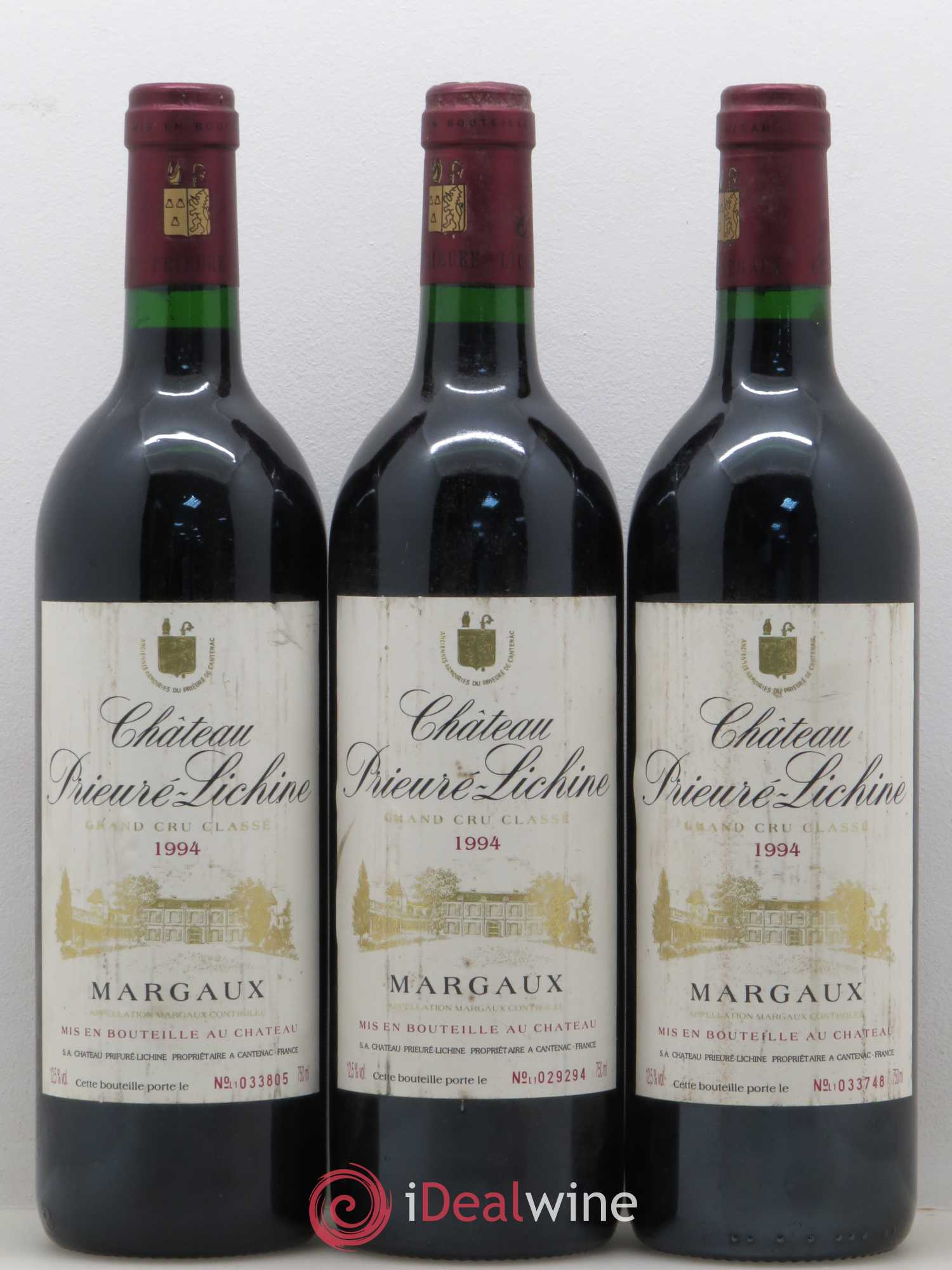 Château Prieuré Lichine 4ème Grand Cru Classé 1994 - Lot de 3 bouteilles - 0