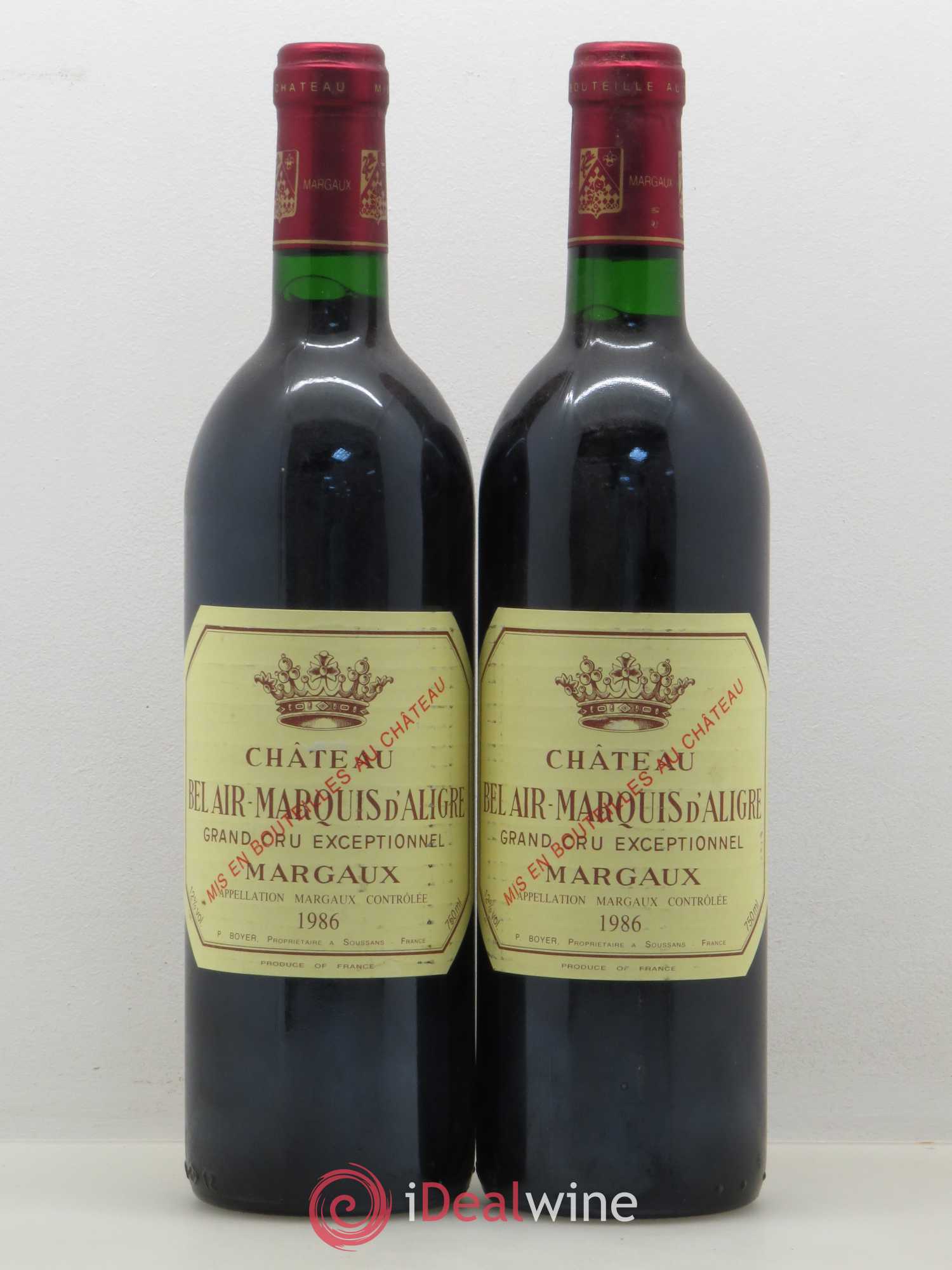 Château Bel Air Marquis d'Aligre 1986 - Lot de 2 bouteilles - 0