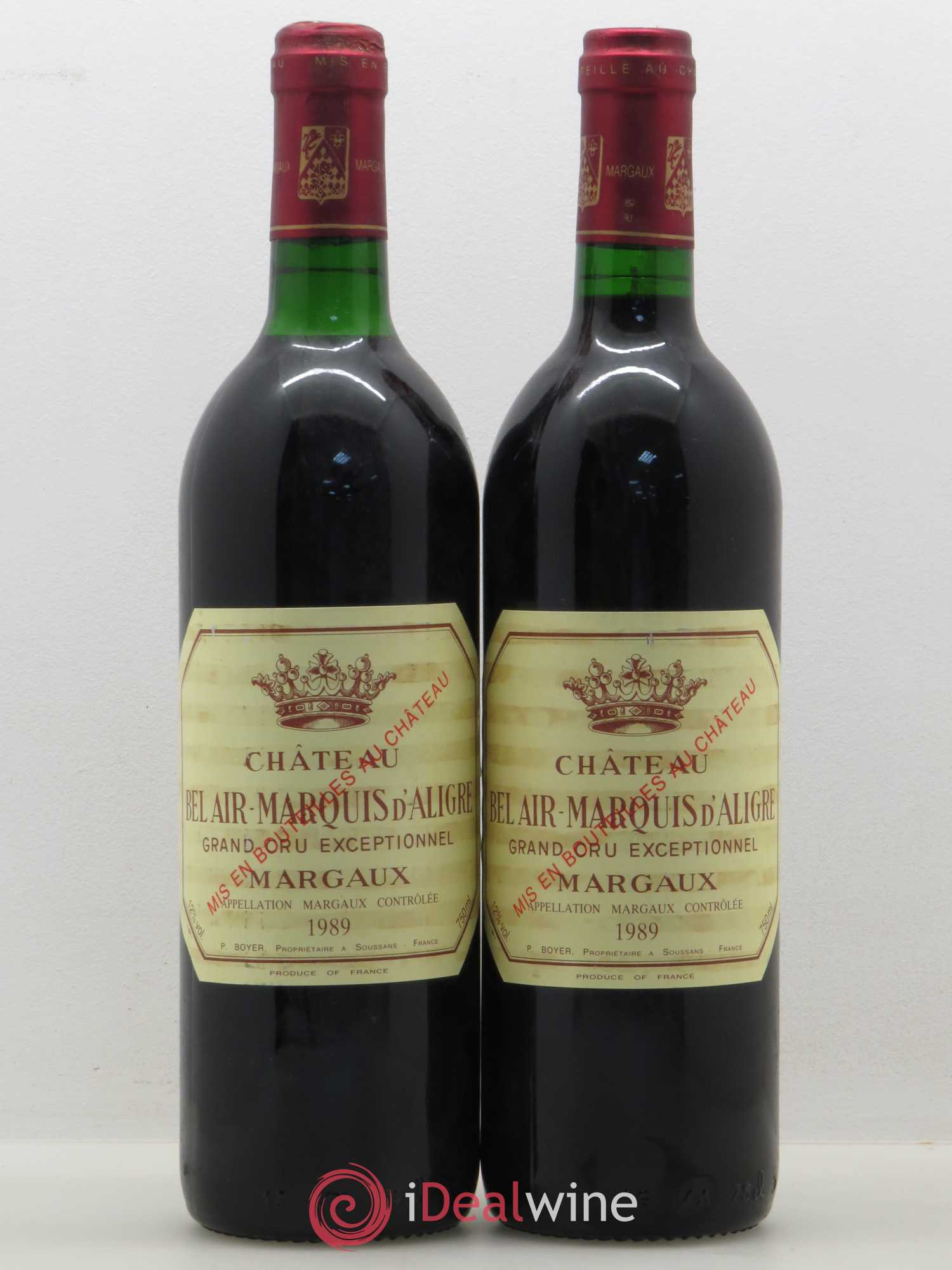 Château Bel Air Marquis d'Aligre 1989 - Lot de 2 bouteilles - 0