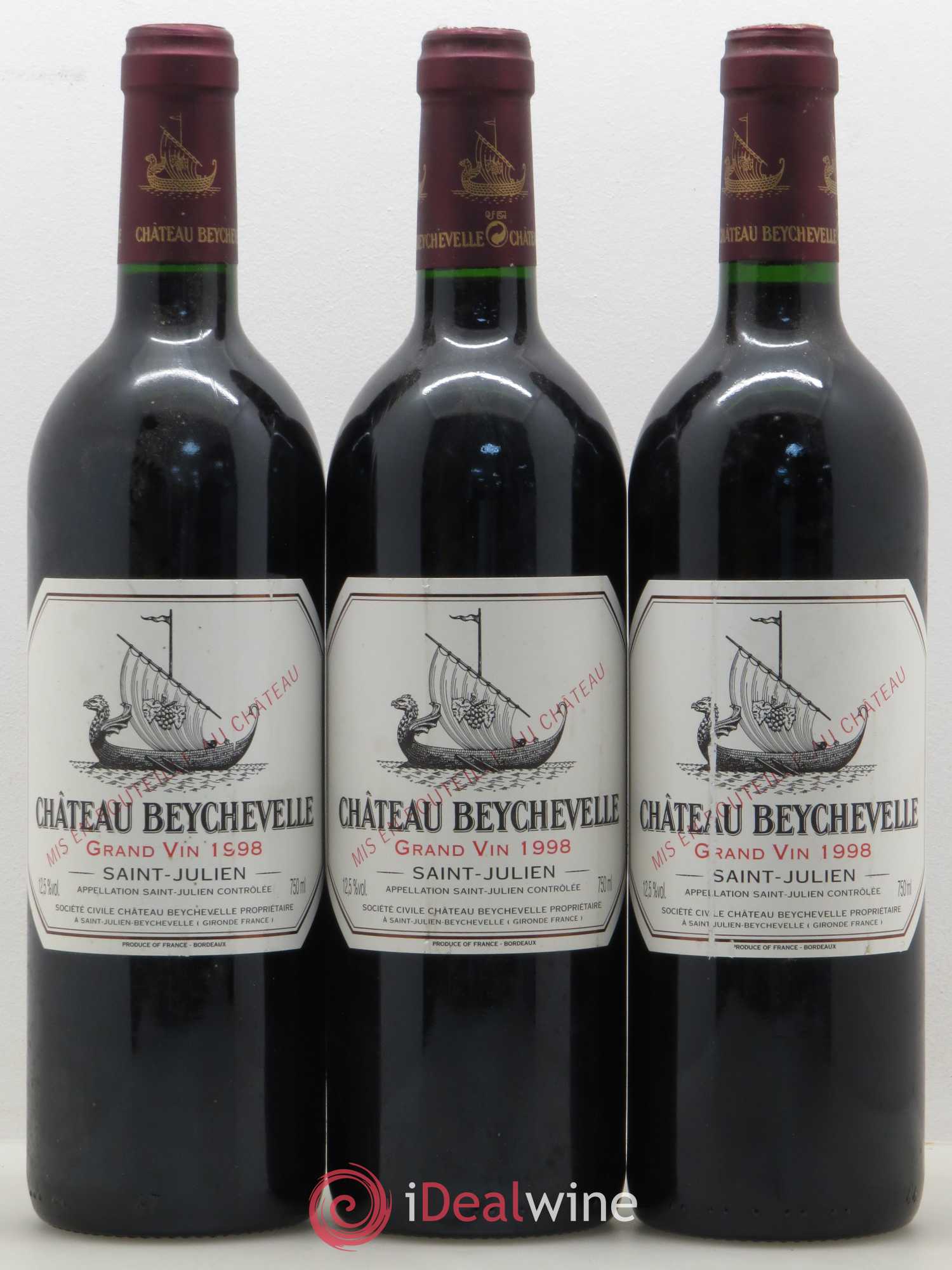 Château Beychevelle 4ème Grand Cru Classé 1998 - Lot de 3 bouteilles - 0