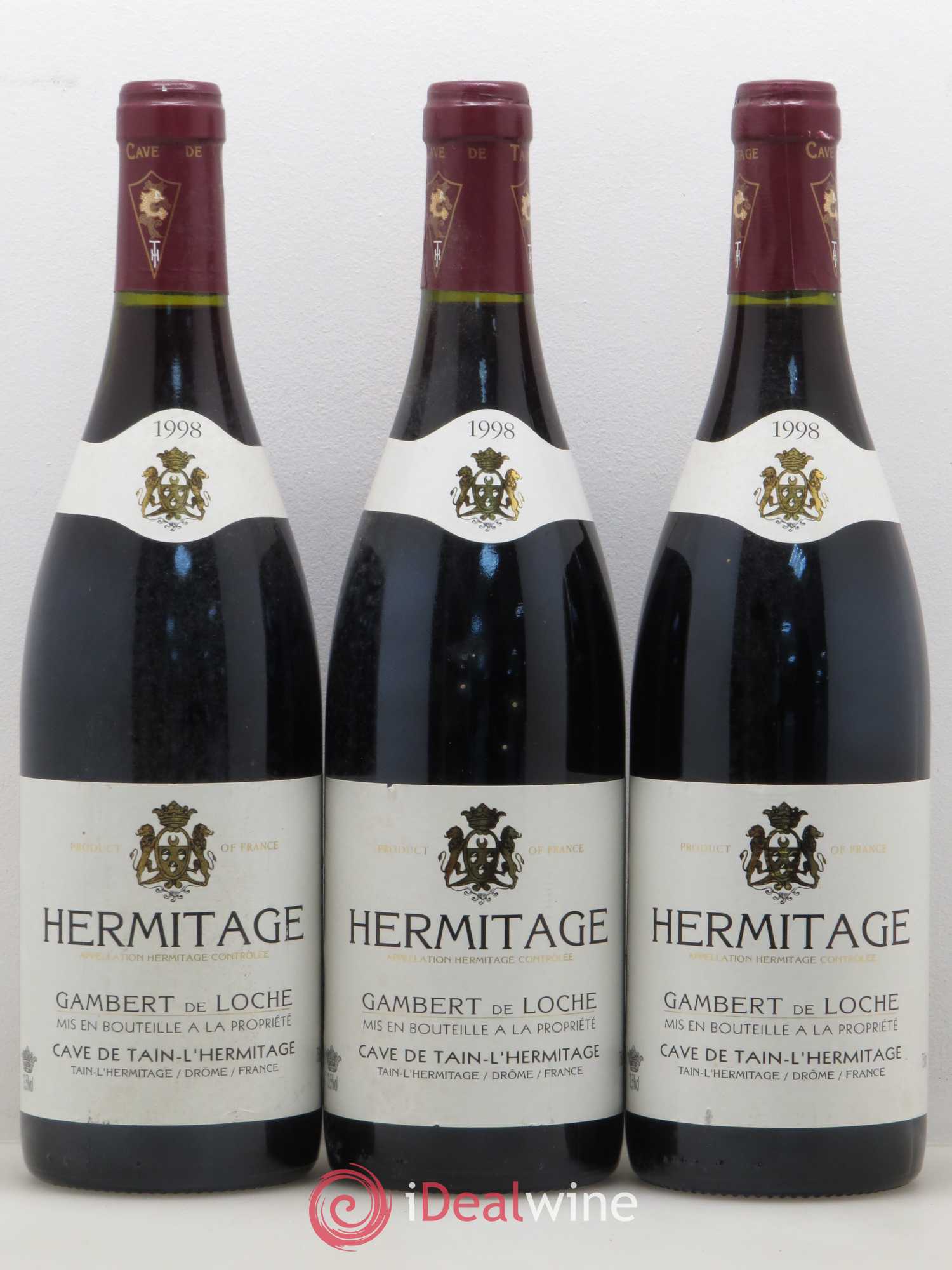 Hermitage Gambert de Loche Cave de Tain 1998 - Lot de 3 bouteilles - 0