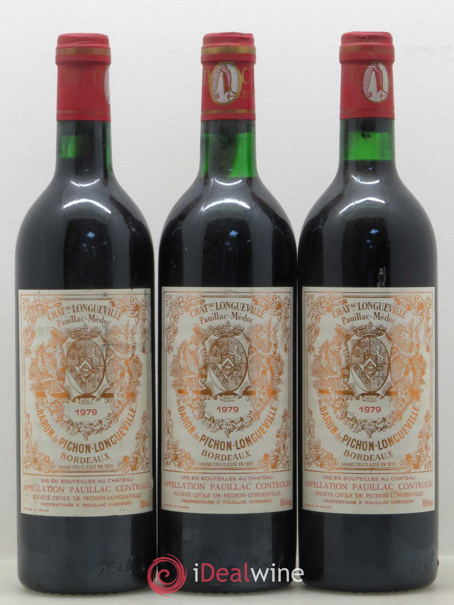 Pichon Longueville Baron 2ème Grand Cru Classé 1979 - Lot de 3 bouteilles - 0