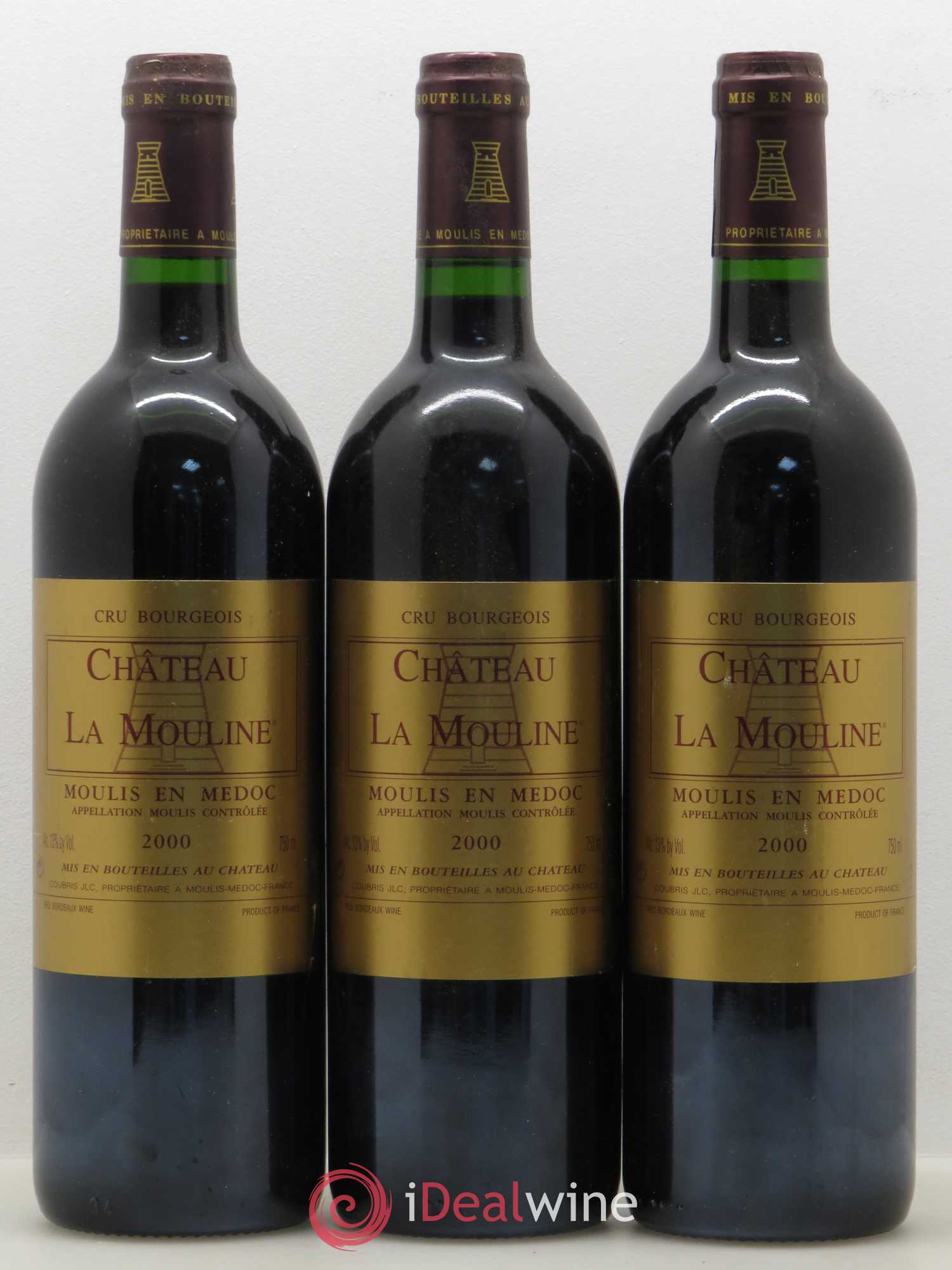 Moulis en Médoc Château La Mouline 2000 - Lot de 3 bouteilles - 0