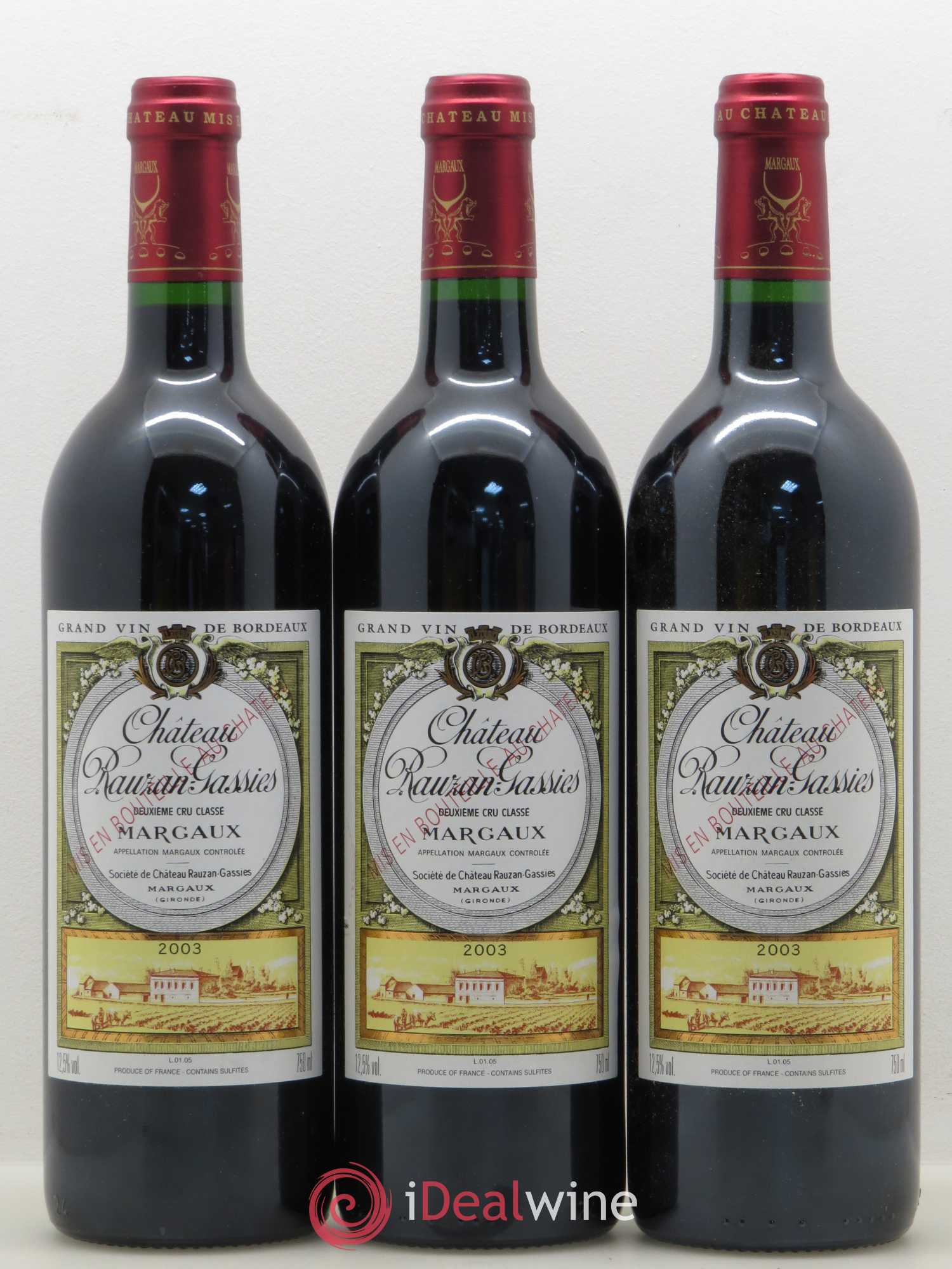 Château Rauzan-Gassies 2ème Grand Cru Classé 2003 - Lot de 6 bouteilles - 1