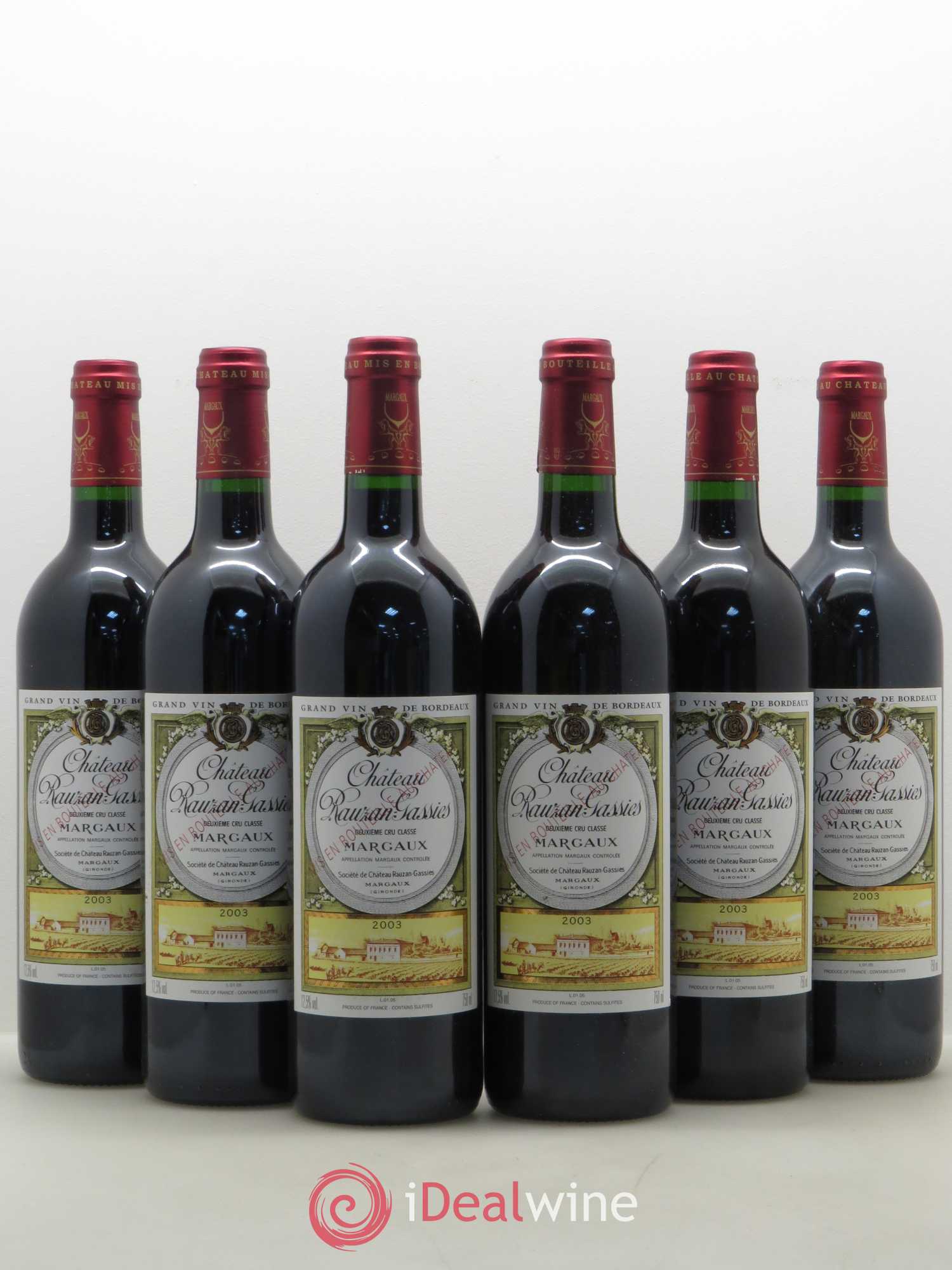 Château Rauzan-Gassies 2ème Grand Cru Classé 2003 - Lot de 6 bouteilles - 0