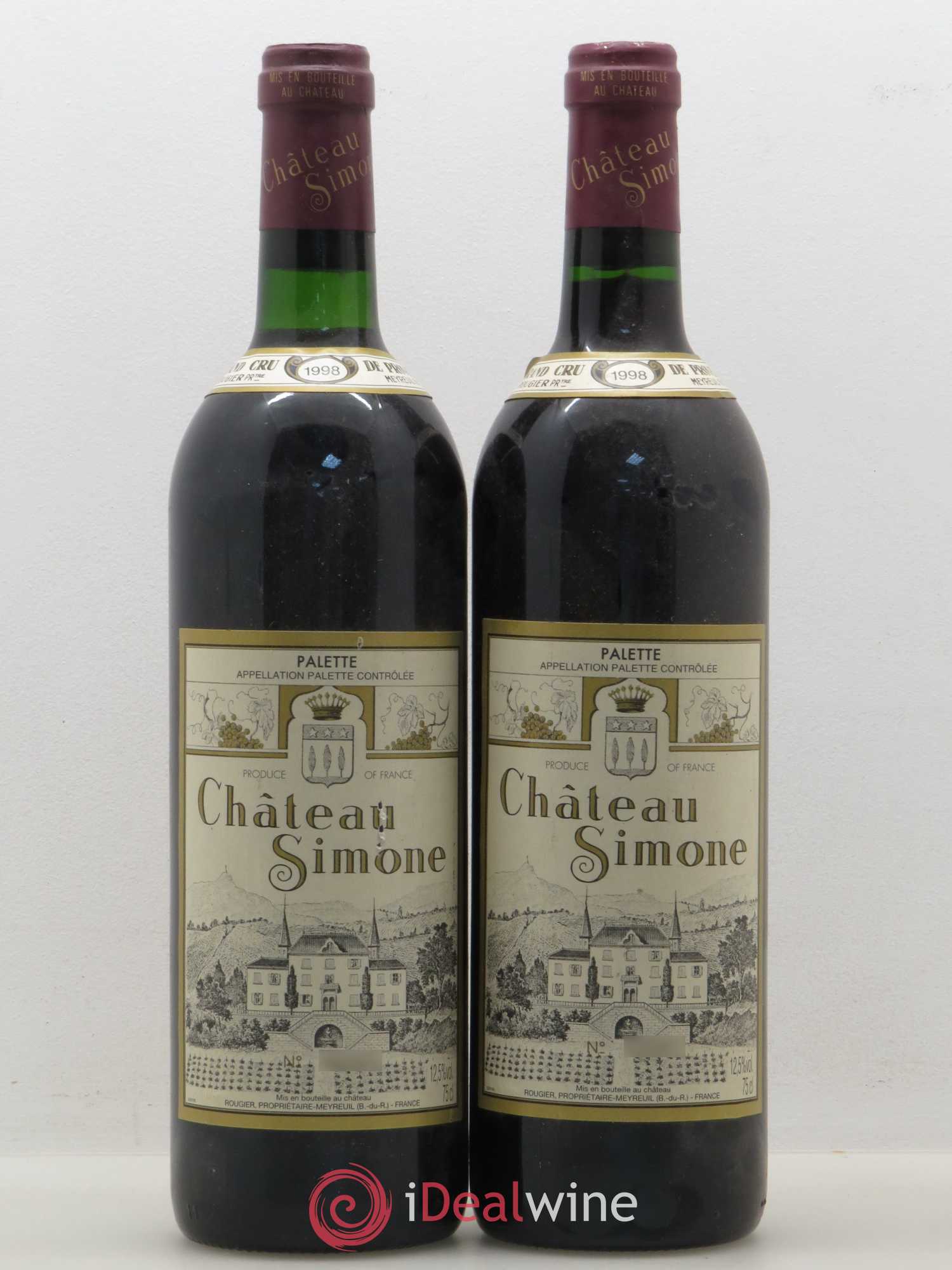 Palette Château Simone Famille Rougier 1998 - Lot de 2 bouteilles - 0