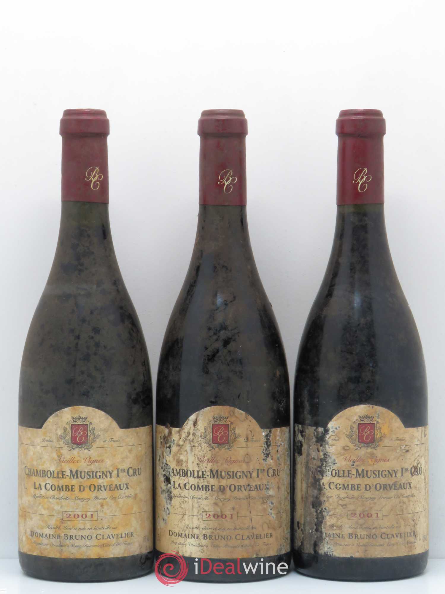 Chambolle-Musigny 1er Cru La Combe d'Orveaux Vieilles Vignes Bruno Clavelier 2001 - Lot de 3 bouteilles - 0
