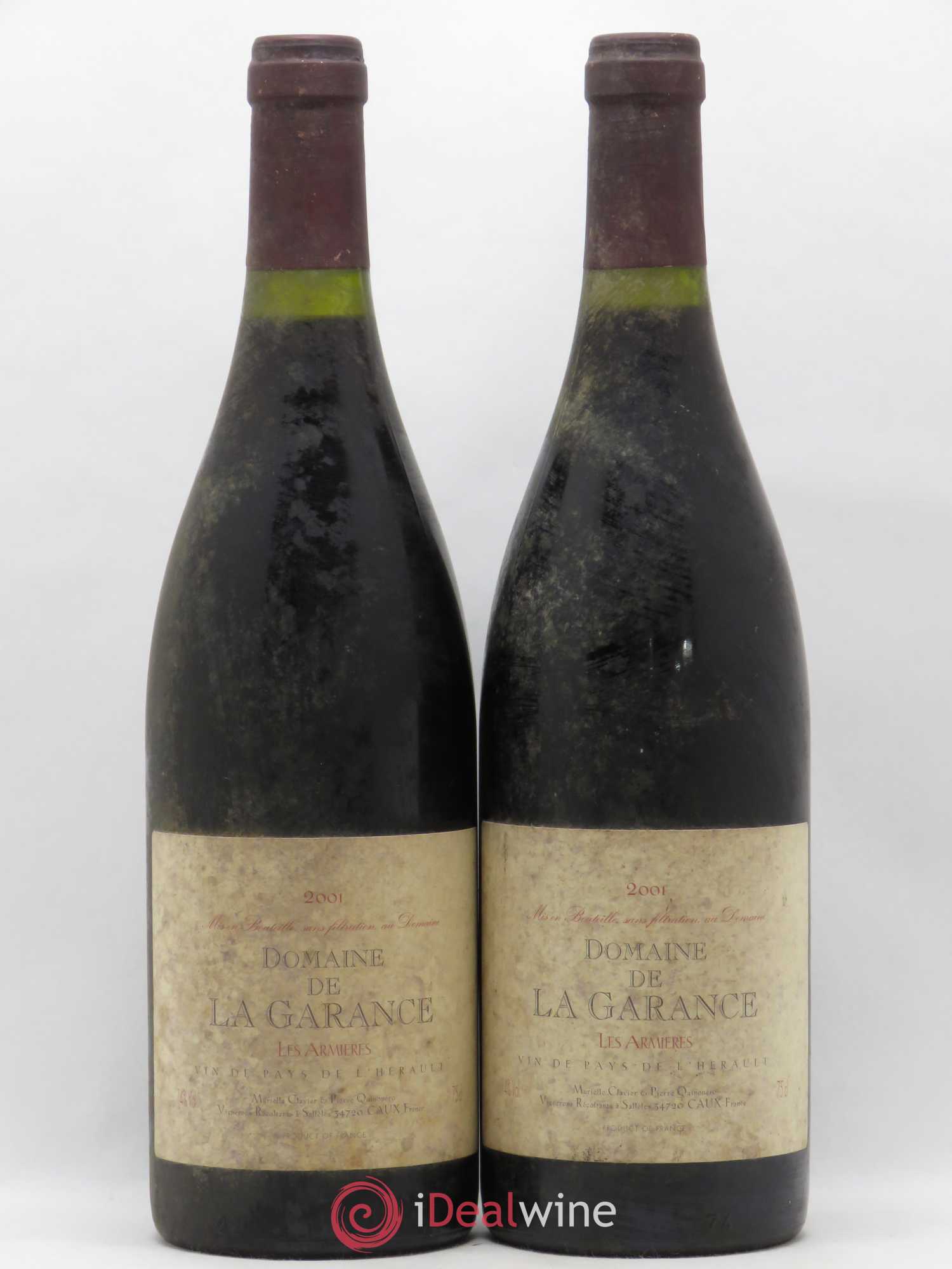 Pays d'Hérault Les armières Domaine de La Garance 2001 - Posten von 2 Flaschen - 0