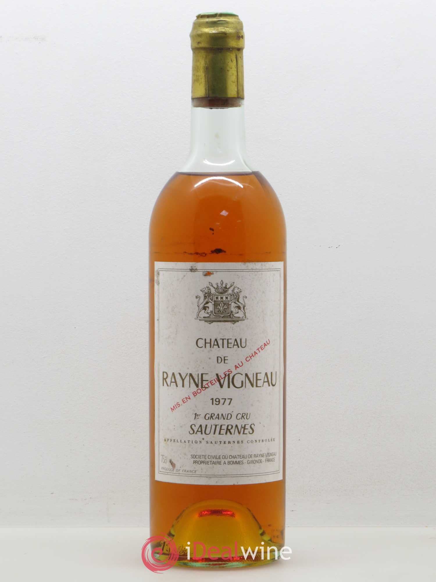 Château de Rayne Vigneau 1er Grand Cru Classé (senza prezzo di riserva) 1977 - Lotto di 1 bottiglia - 0
