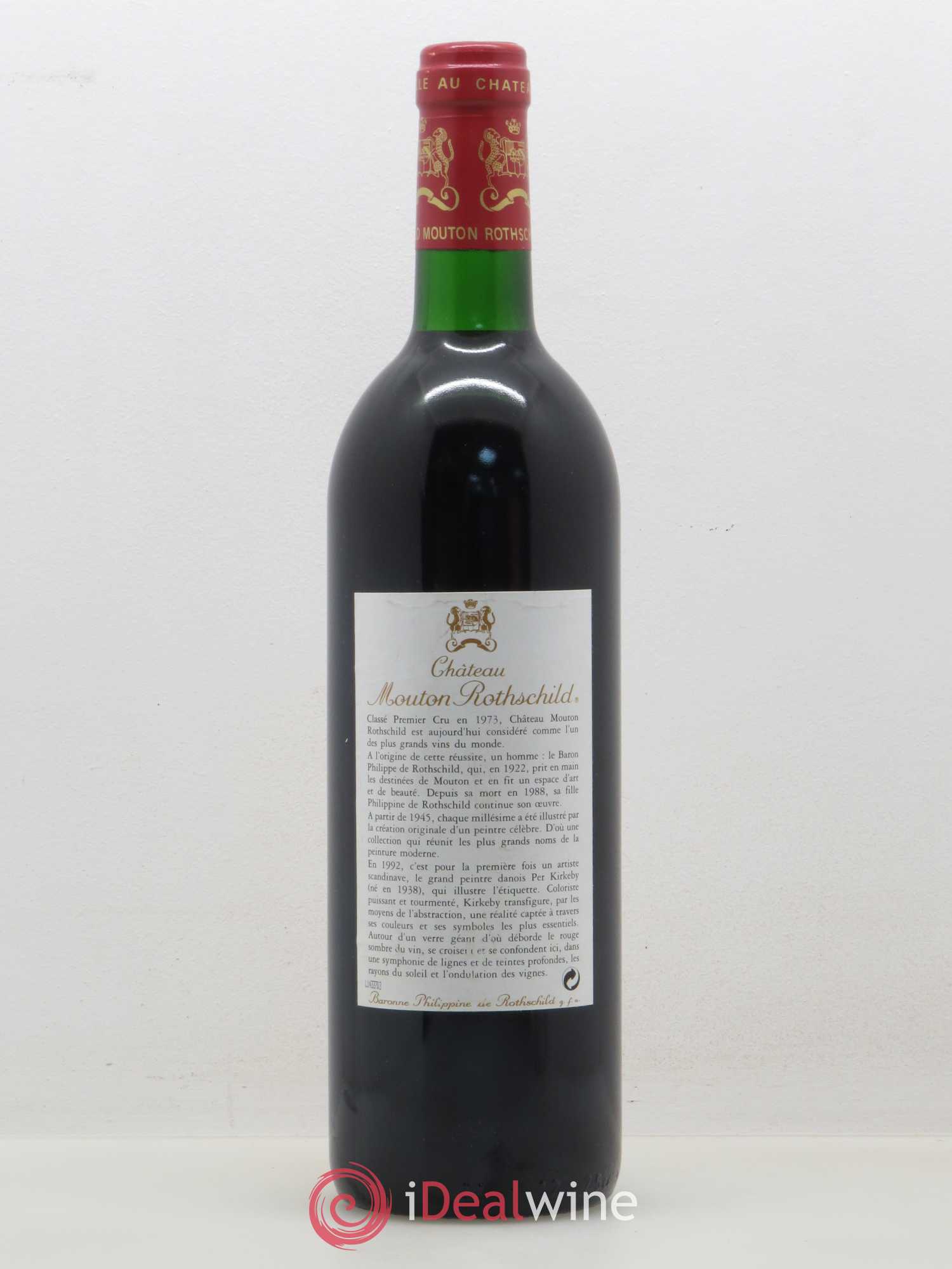 Château Mouton Rothschild 1er Grand Cru Classé 1992 - Lot de 1 bouteille - 1