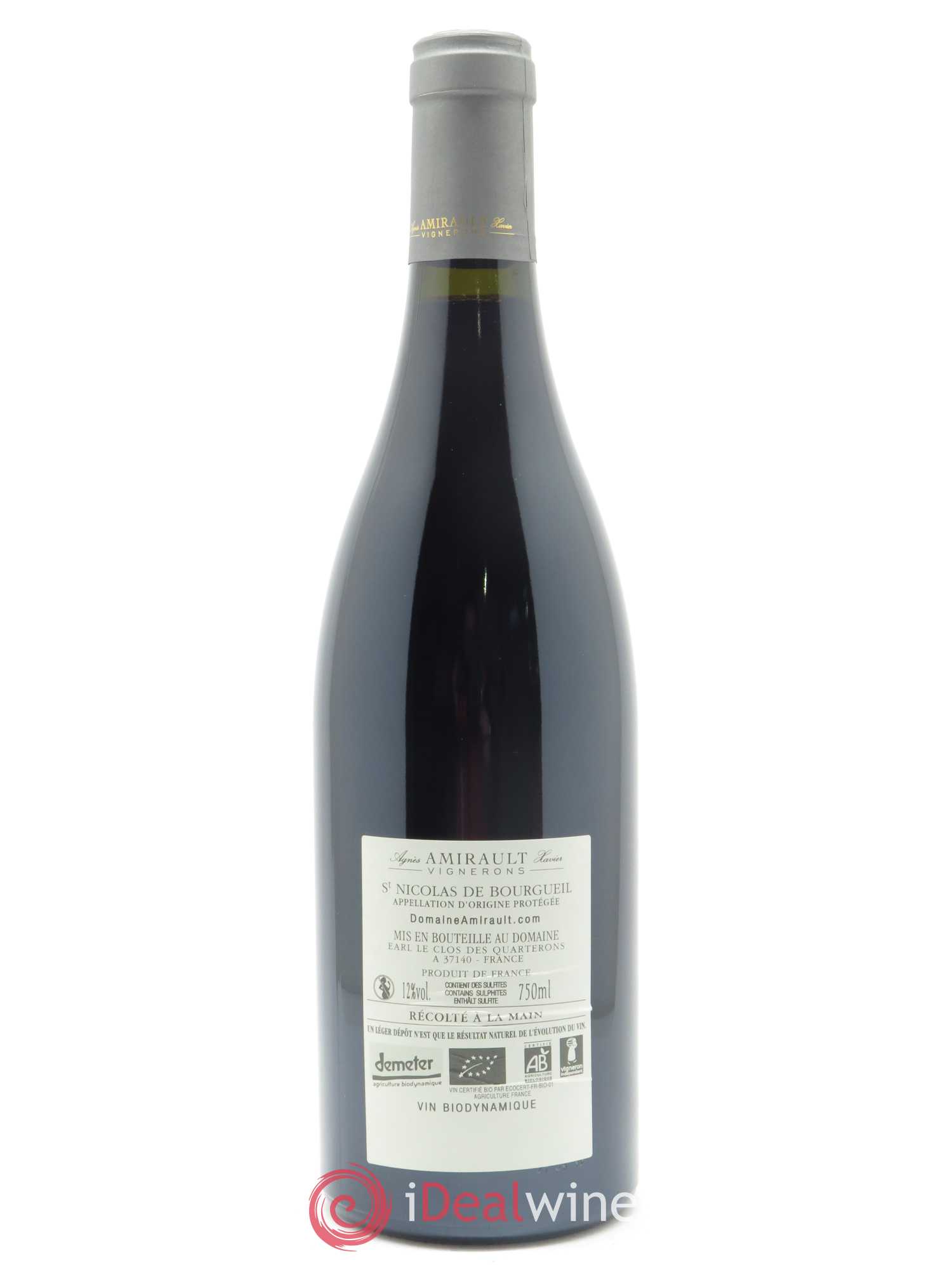 Saint-Nicolas de Bourgueil Les Quarterons Agnès et Xavier Amirault 2017 - Lot de 1 bouteille - 1