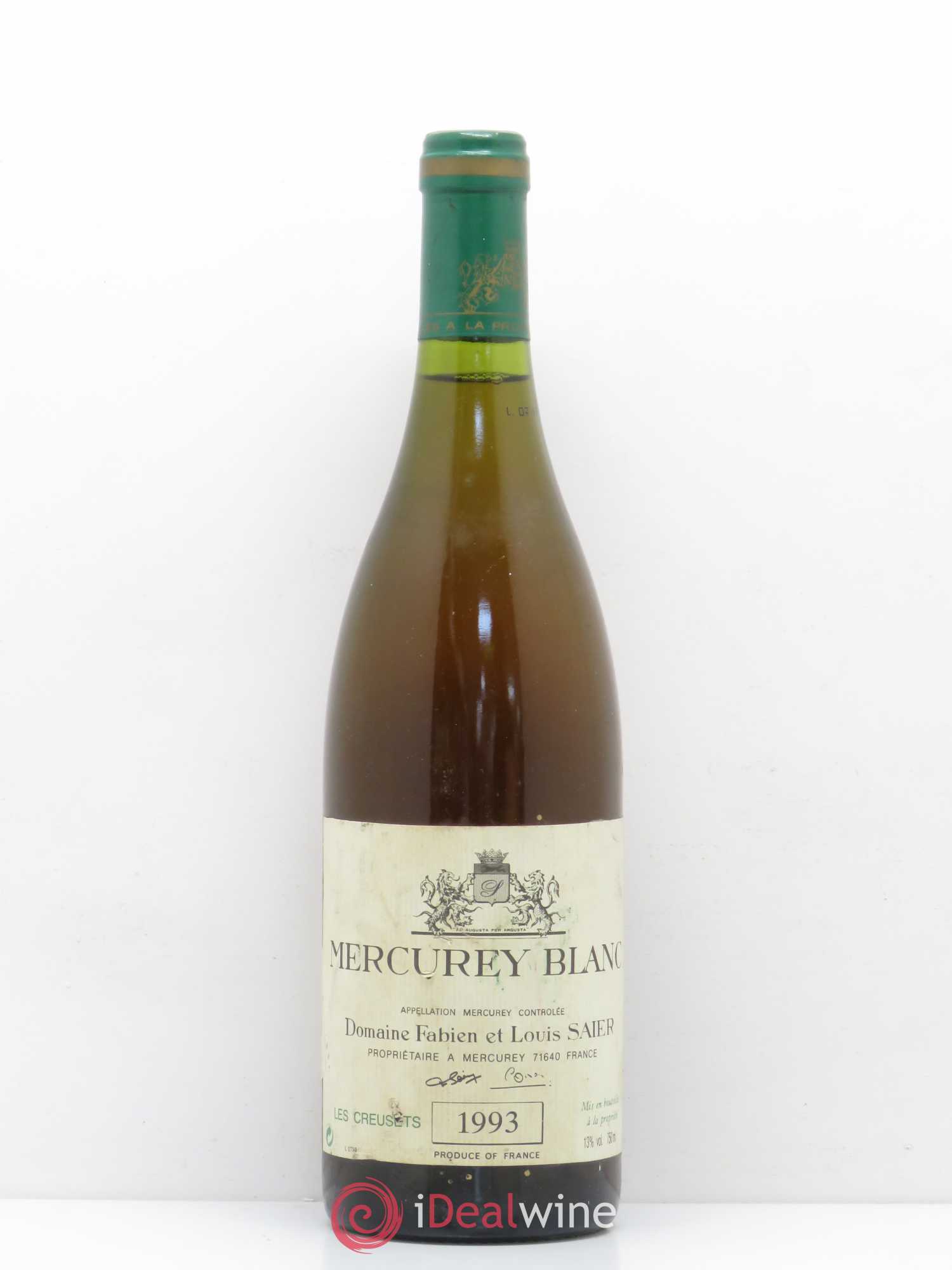 Mercurey Les Creusets Fabien et Louis Saier 1993 - Posten von 1 Flasche - 0