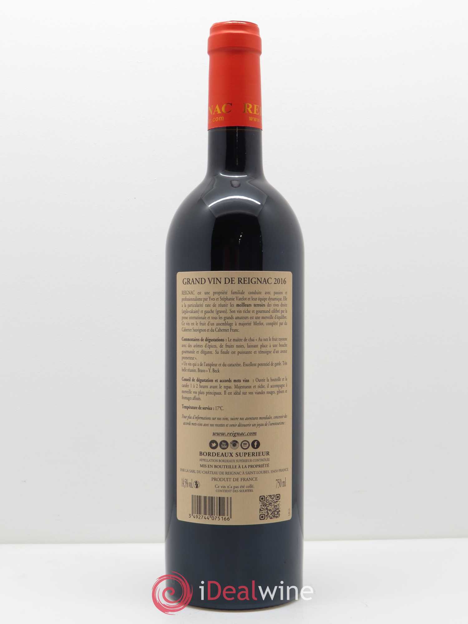 Grand vin de Reignac 2016 - Lot de 1 bouteille - 1