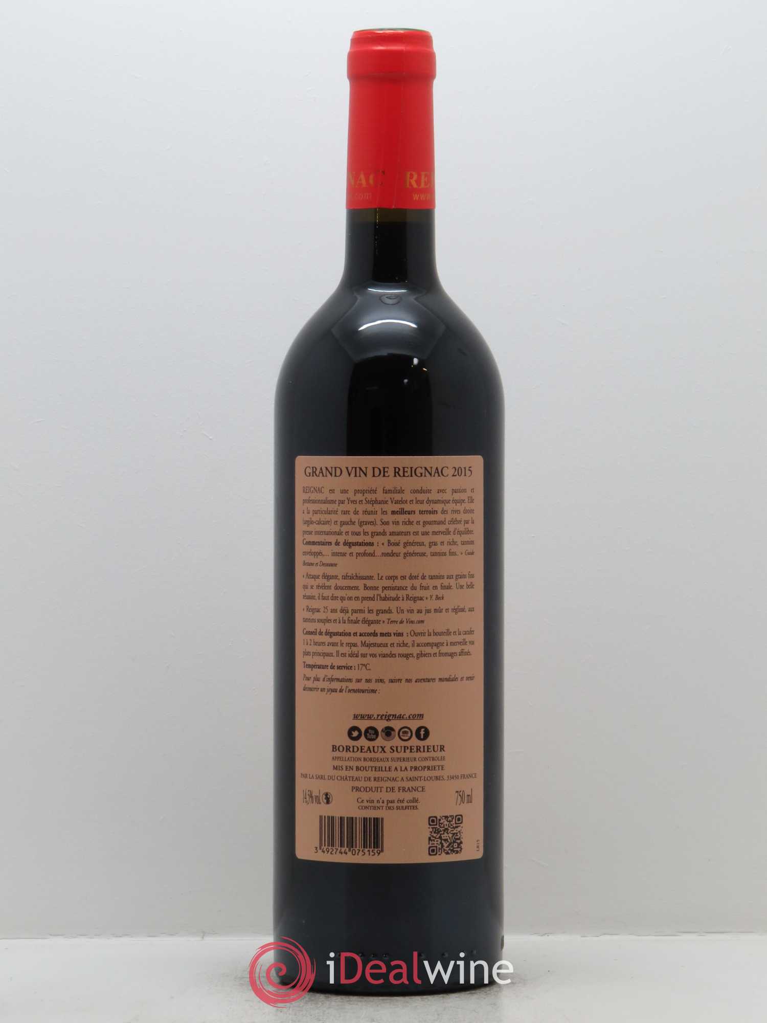Grand vin de Reignac  2015 - Lot of 1 bottle - 1