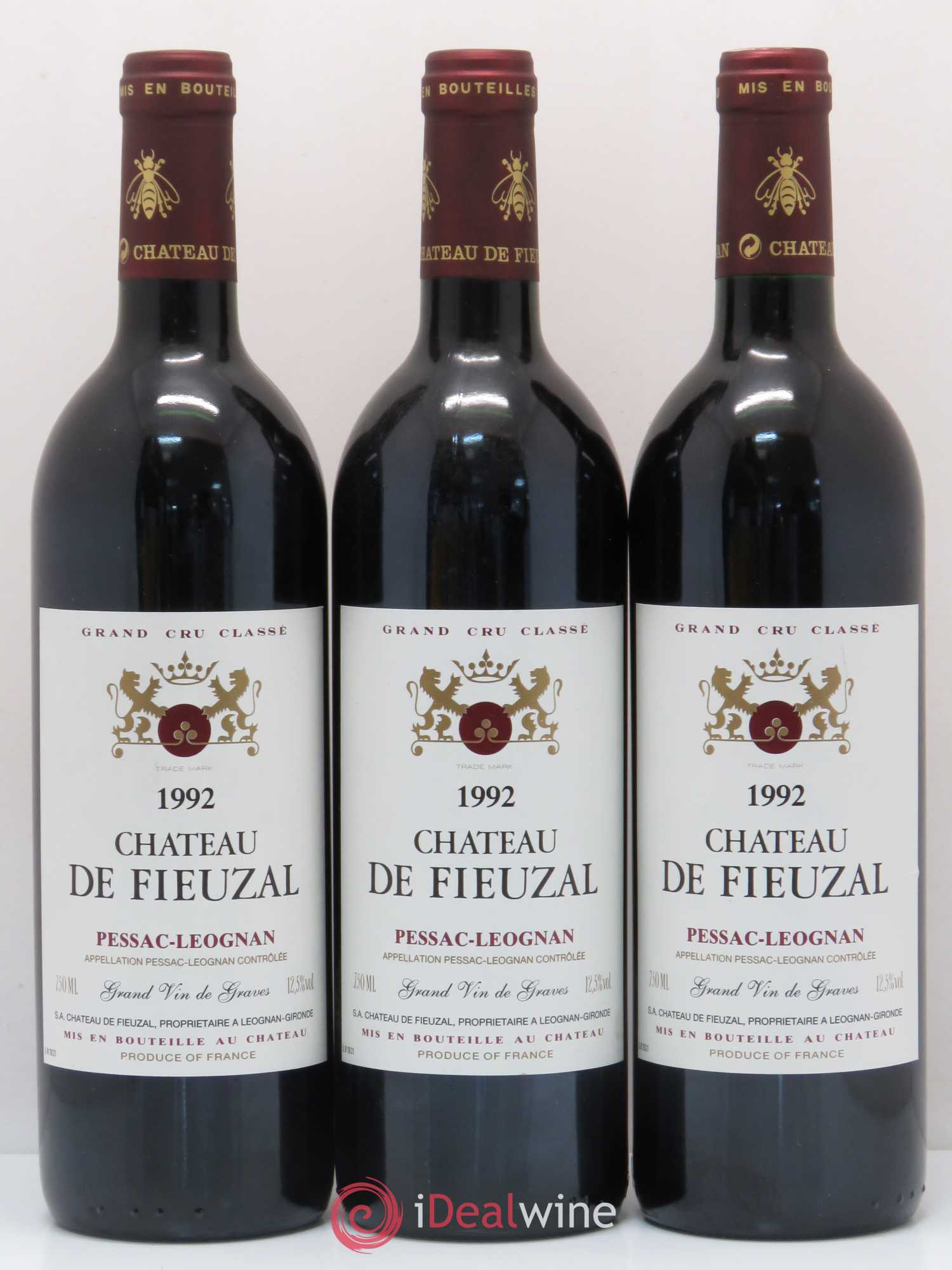 Château de Fieuzal Cru Classé de Graves 1992 - Lot de 3 bouteilles - 0
