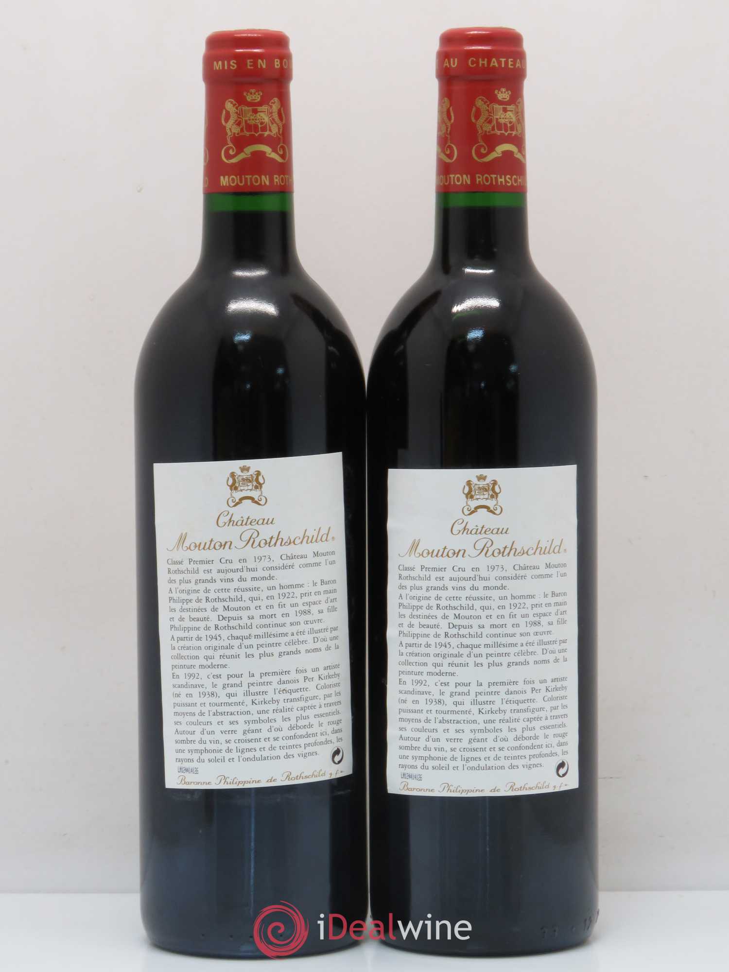 Château Mouton Rothschild 1er Grand Cru Classé 1992 - Lot de 2 bouteilles - 1