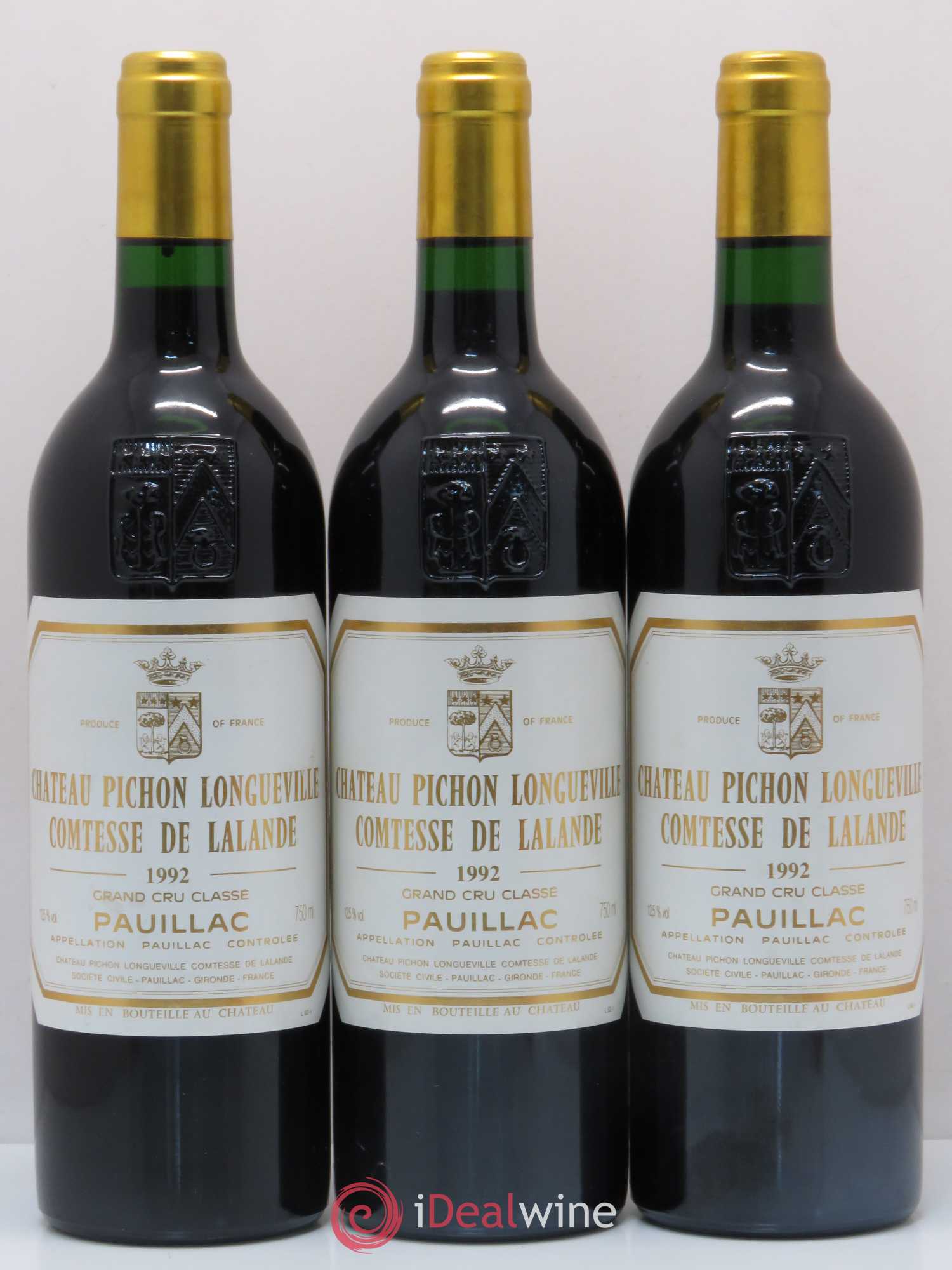 Château Pichon Longueville Comtesse de Lalande 2ème Grand Cru Classé 1992 - Lot de 3 bouteilles - 0