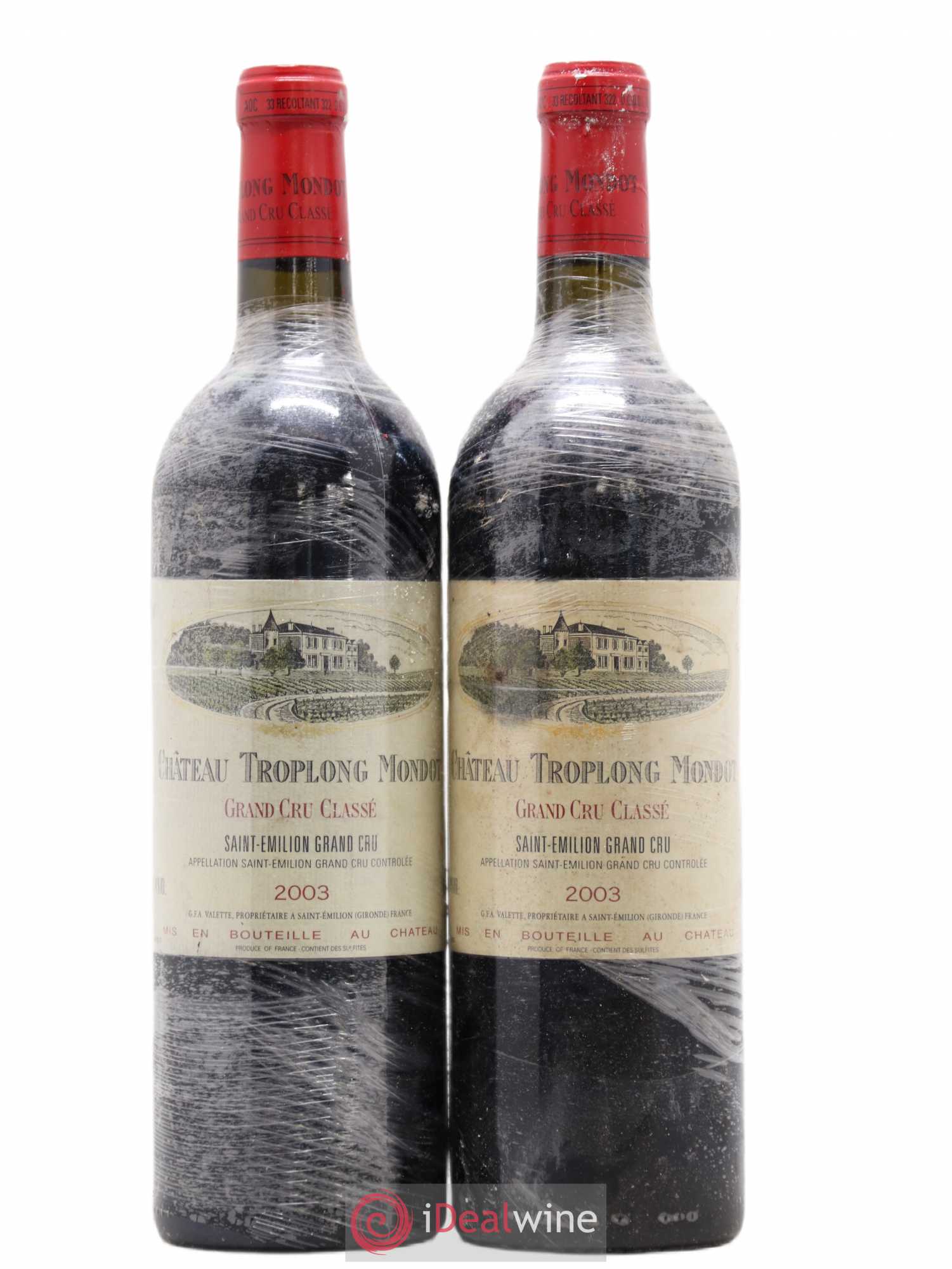 Château Troplong Mondot 1er Grand Cru Classé B 2003 - Lot de 2 bouteilles - 0