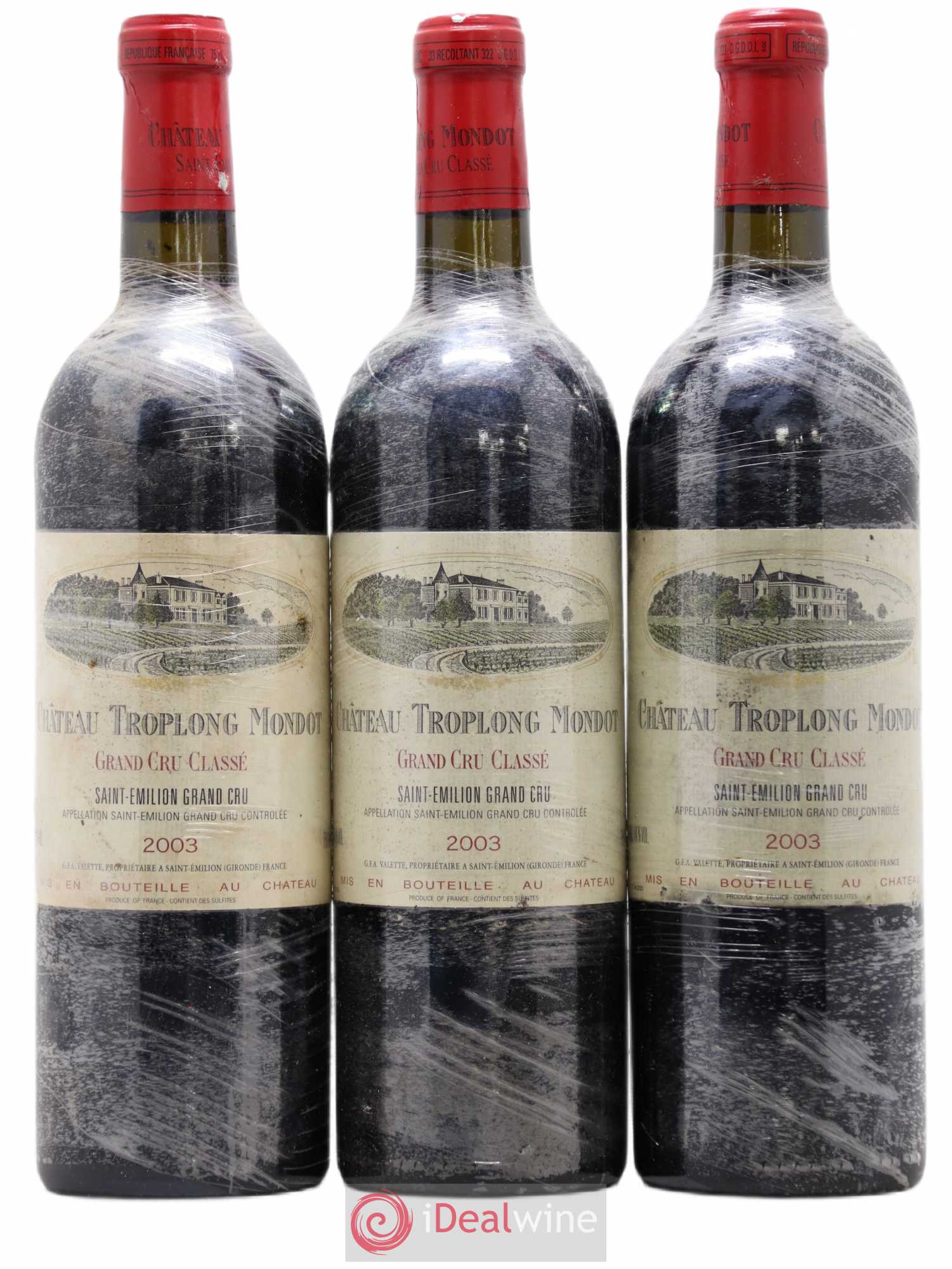 Château Troplong Mondot 1er Grand Cru Classé B 2003 - Lot de 3 bouteilles - 0