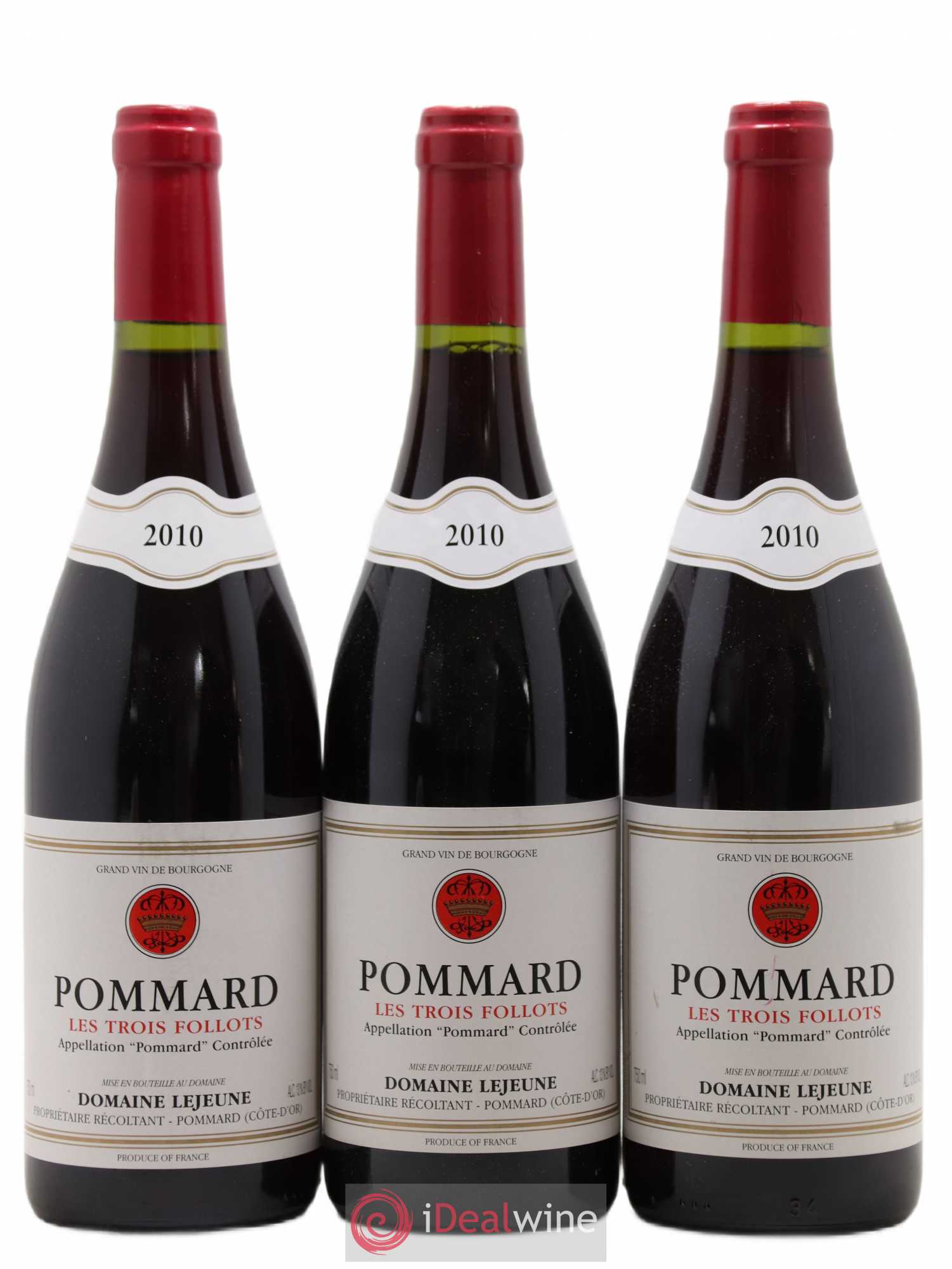 Pommard Les Trois Follots Lejeune 2010 - Posten von 3 Flaschen - 0