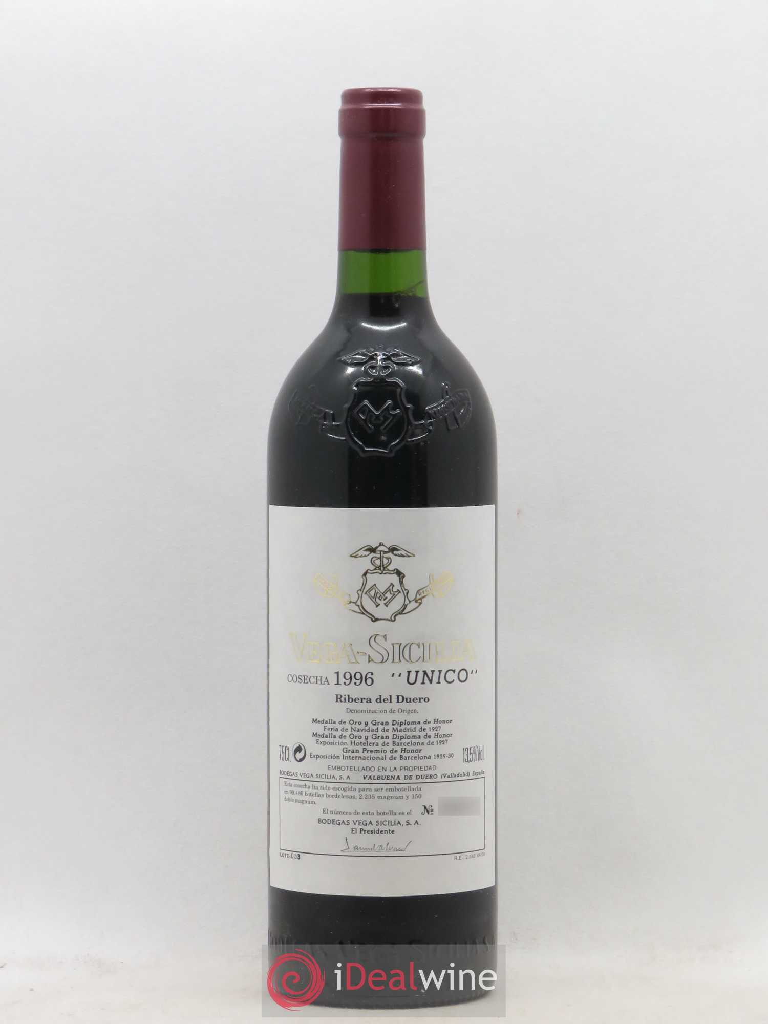 Ribera Del Duero DO Vega Sicilia Unico Famille Alvarez 1996 - Lot de 1 bouteille - 0